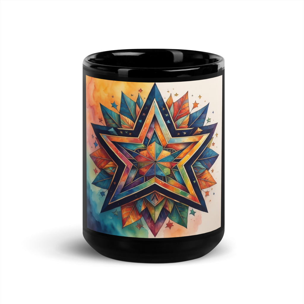 Vibrant Song | Star of David | Black Glossy Mug Jouparty