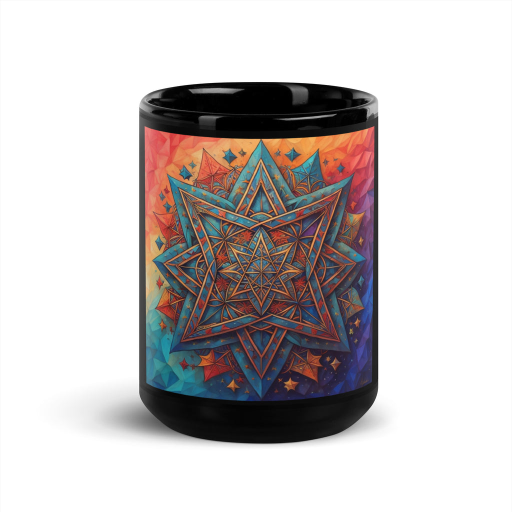 Vibrant Song | Star of David | Black Glossy Mug Jouparty