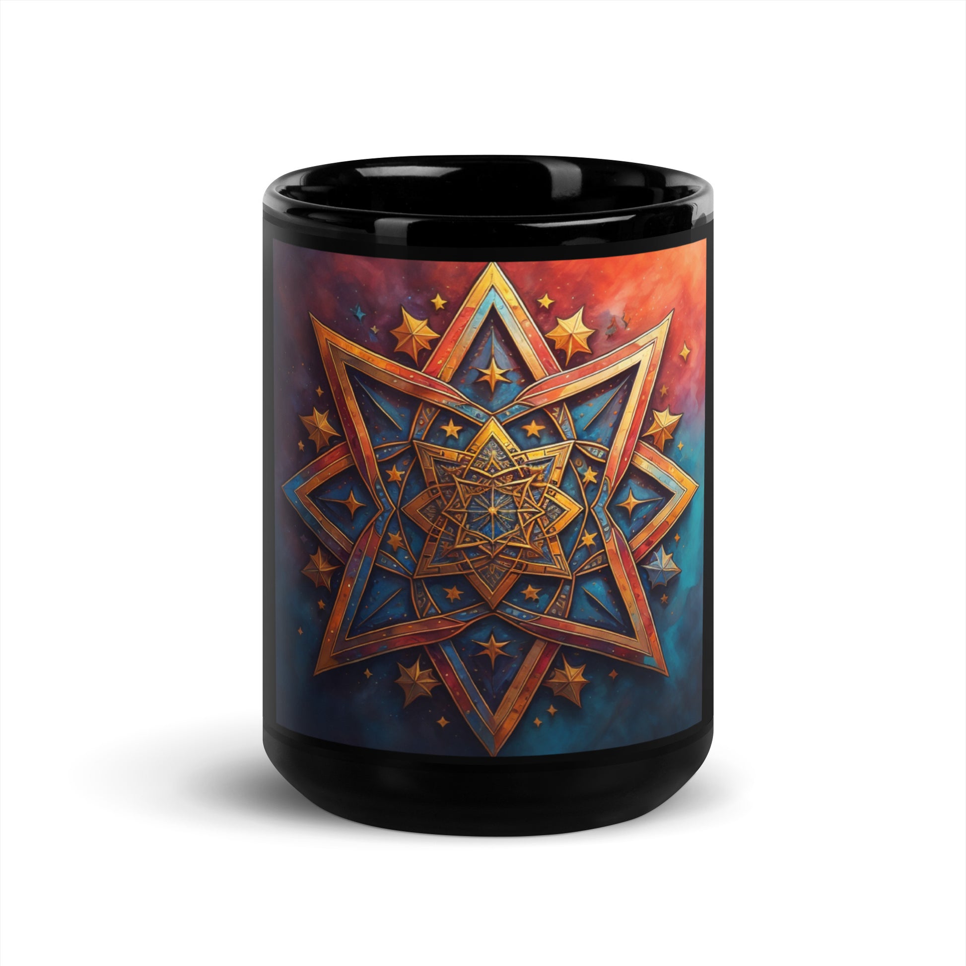 Vibrant Song | Star of David | Black Glossy Mug Jouparty