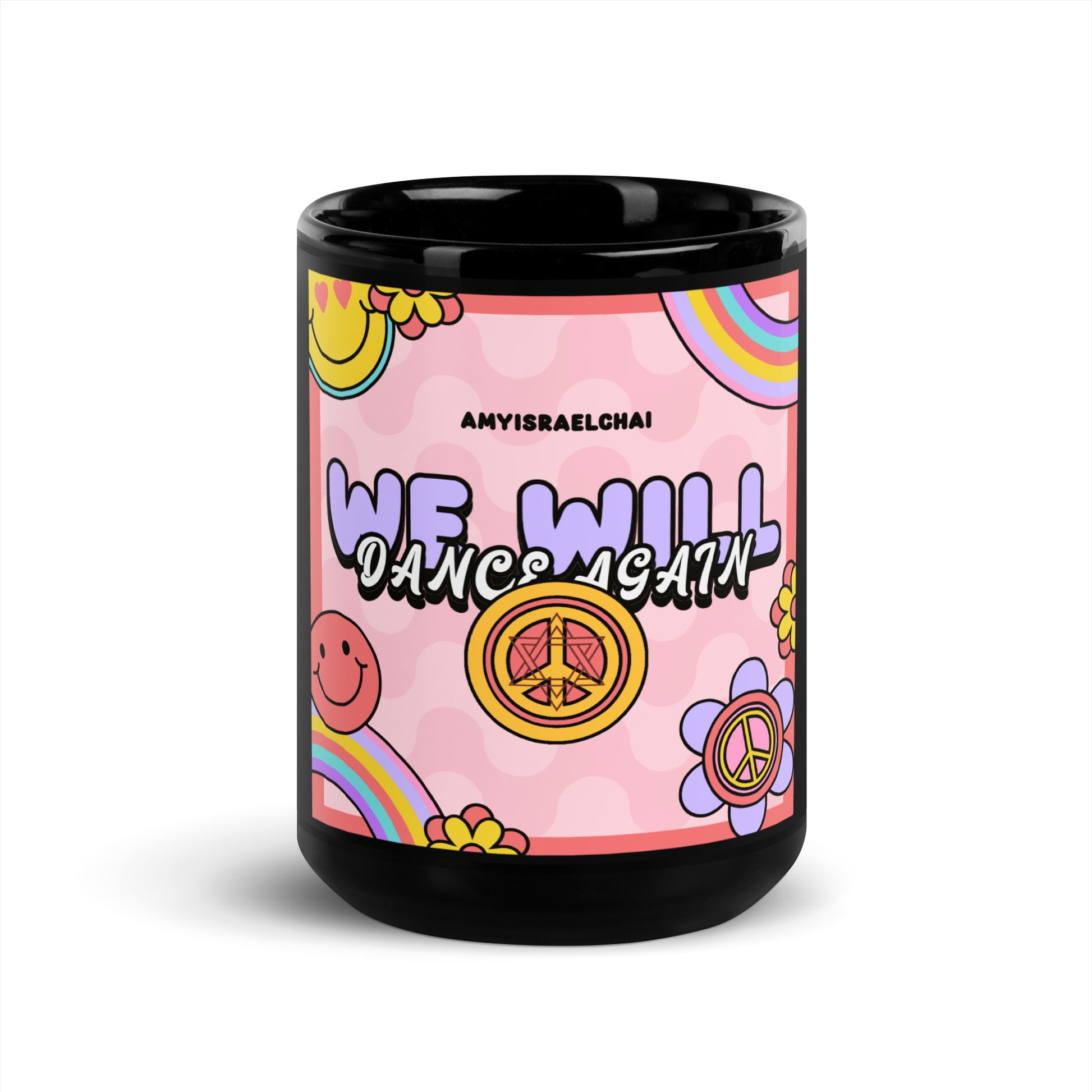 We Will Dance | Retro-Pink Style | Black Glossy Mug Jouparty