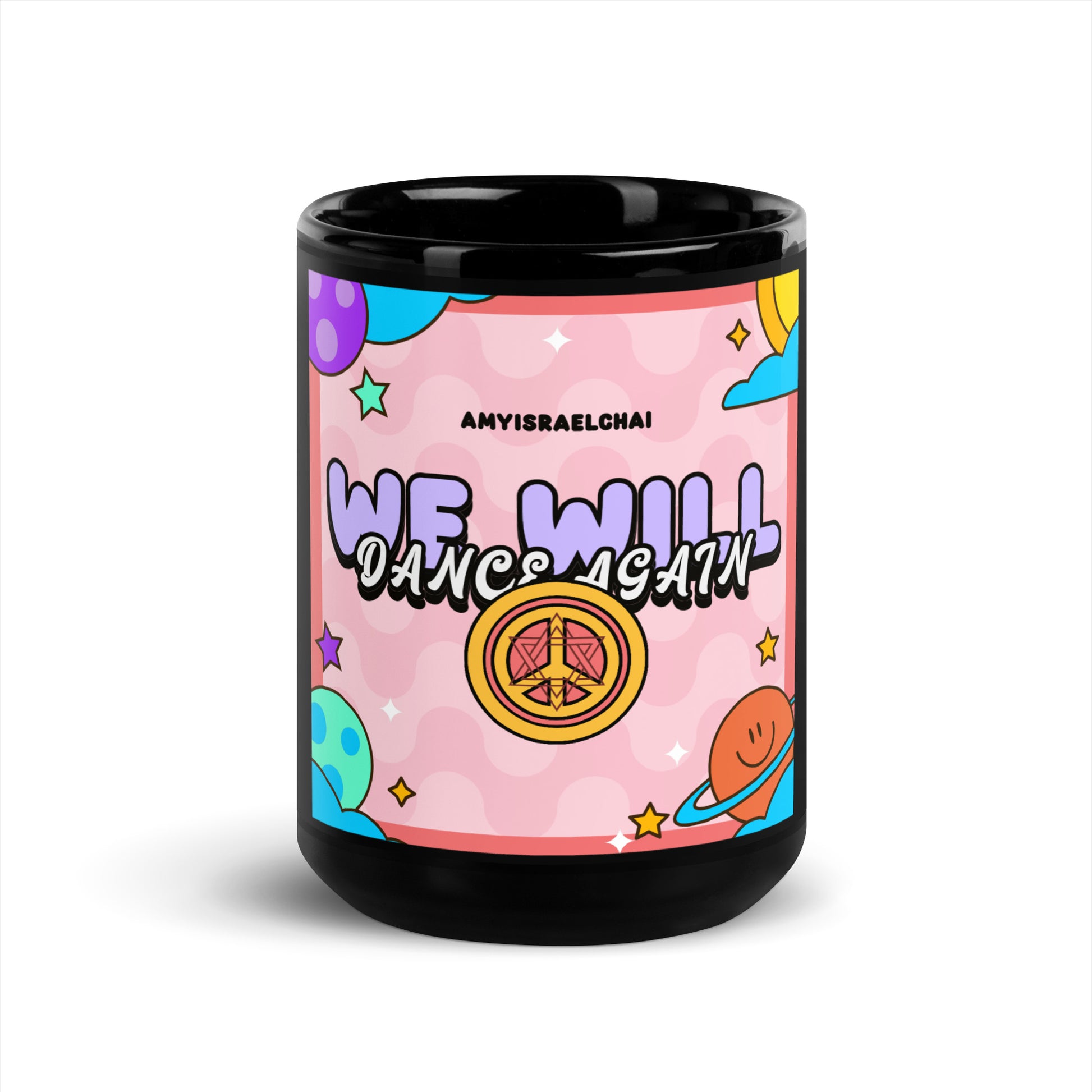 We Will Dance | Retro-Pink Style | Black Glossy Mug Jouparty
