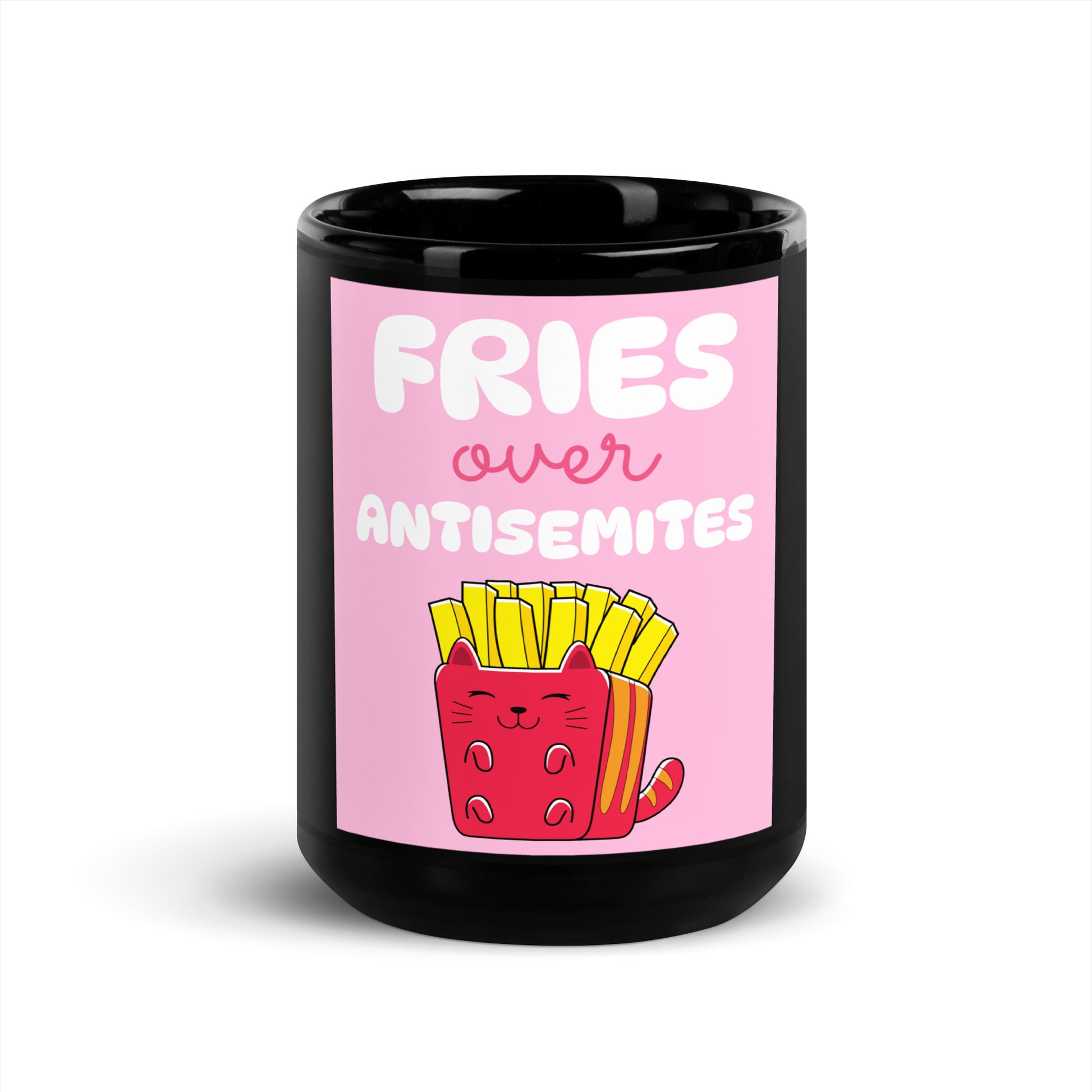Fries Over Antisemites | Black Glossy Mug