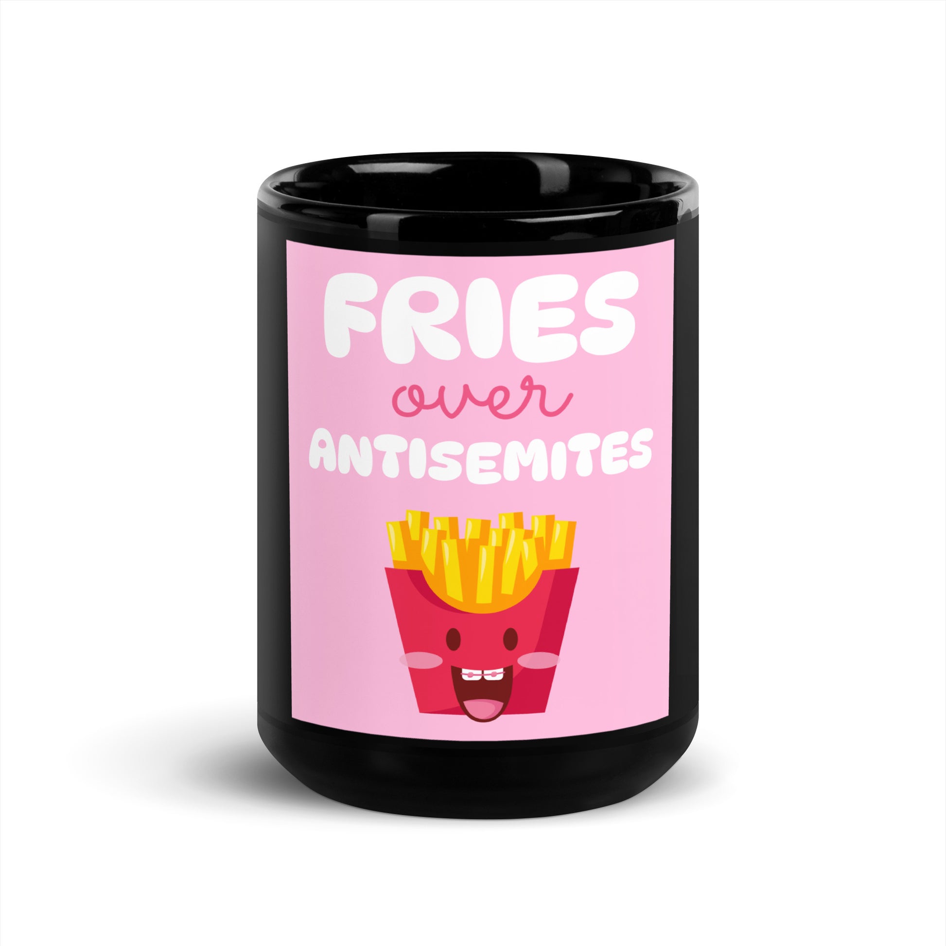 Fries Over Antisemites | Black Glossy Mug