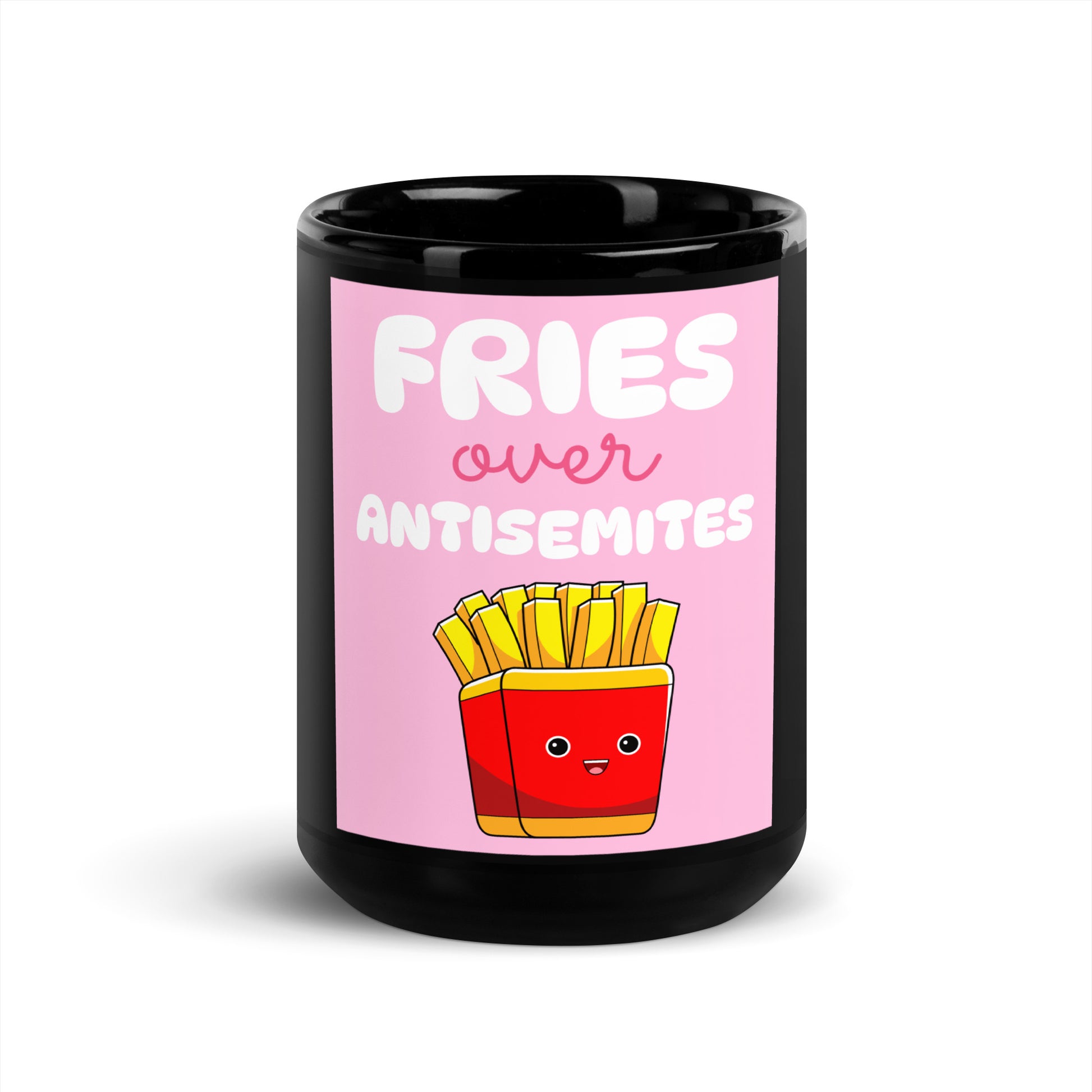 Fries Over Antisemites | Black Glossy Mug