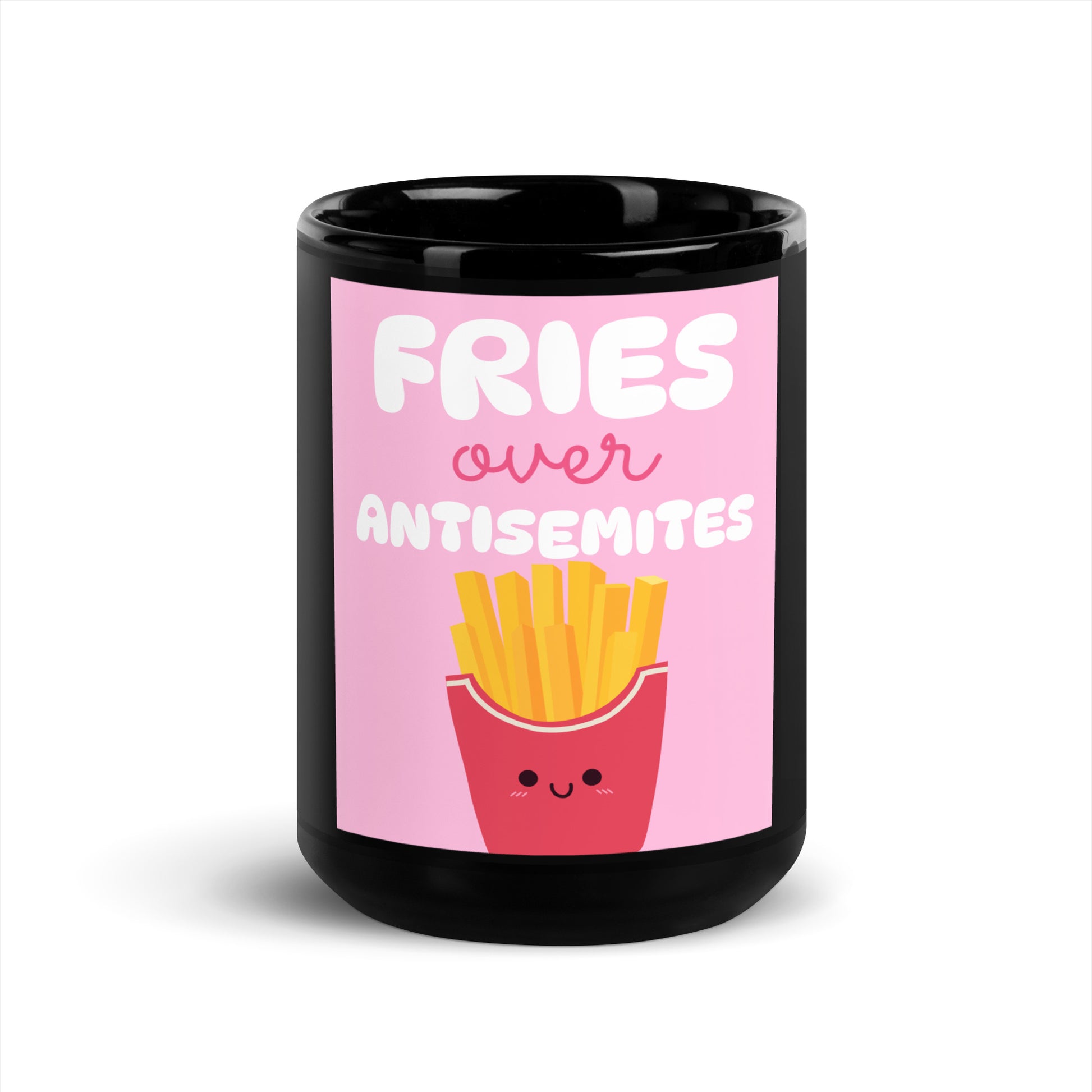 Fries Over Antisemites | Black Glossy Mug