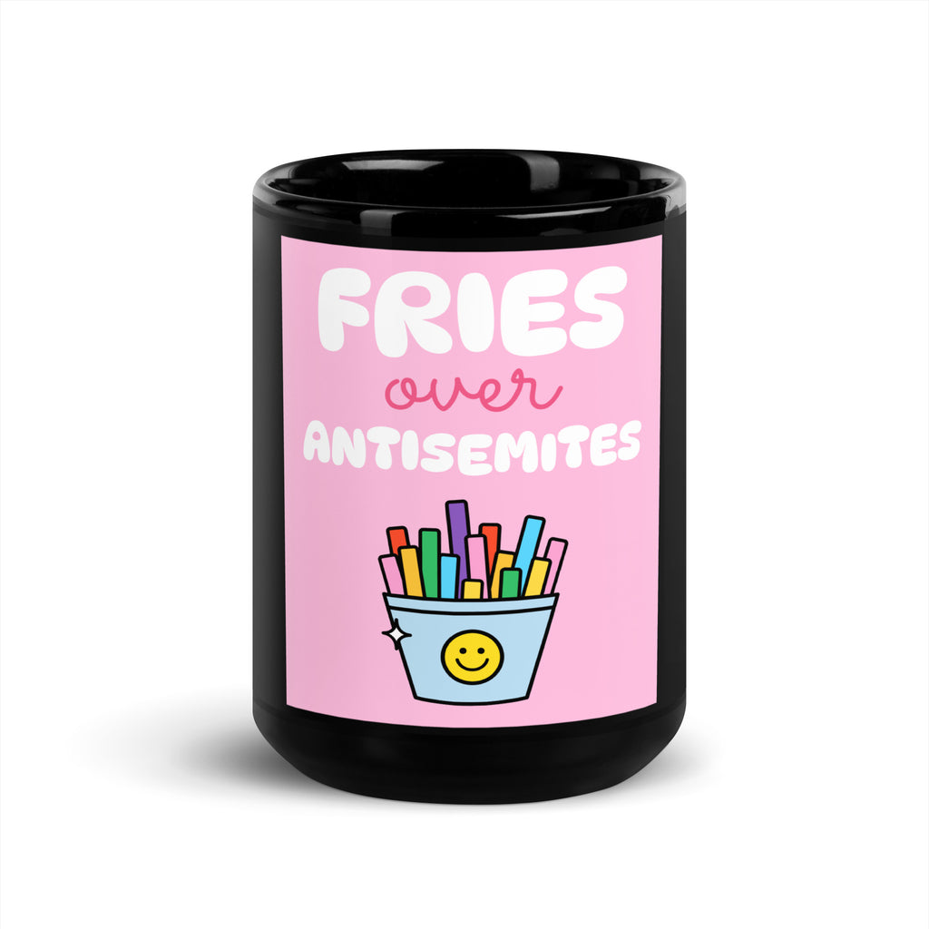 Fries Over Antisemites | Black Glossy Mug