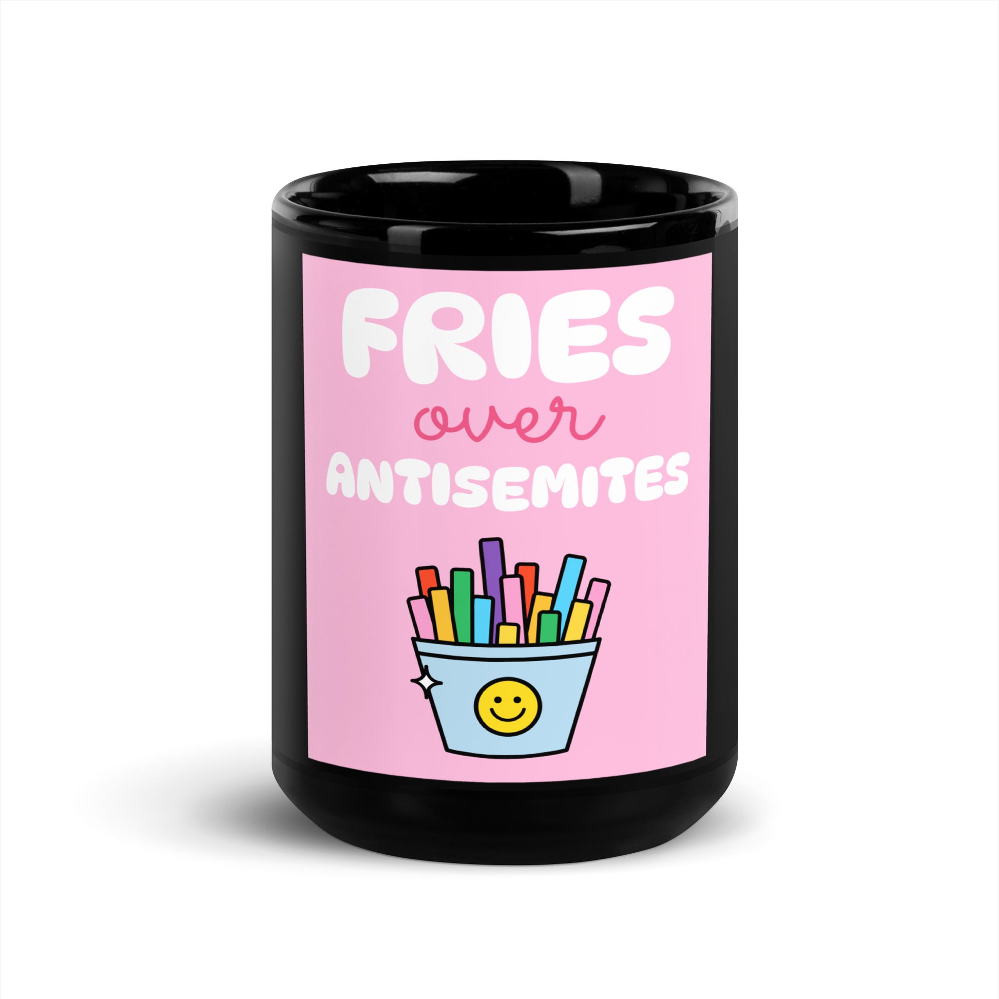 Fries Over Antisemites | Black Glossy Mug