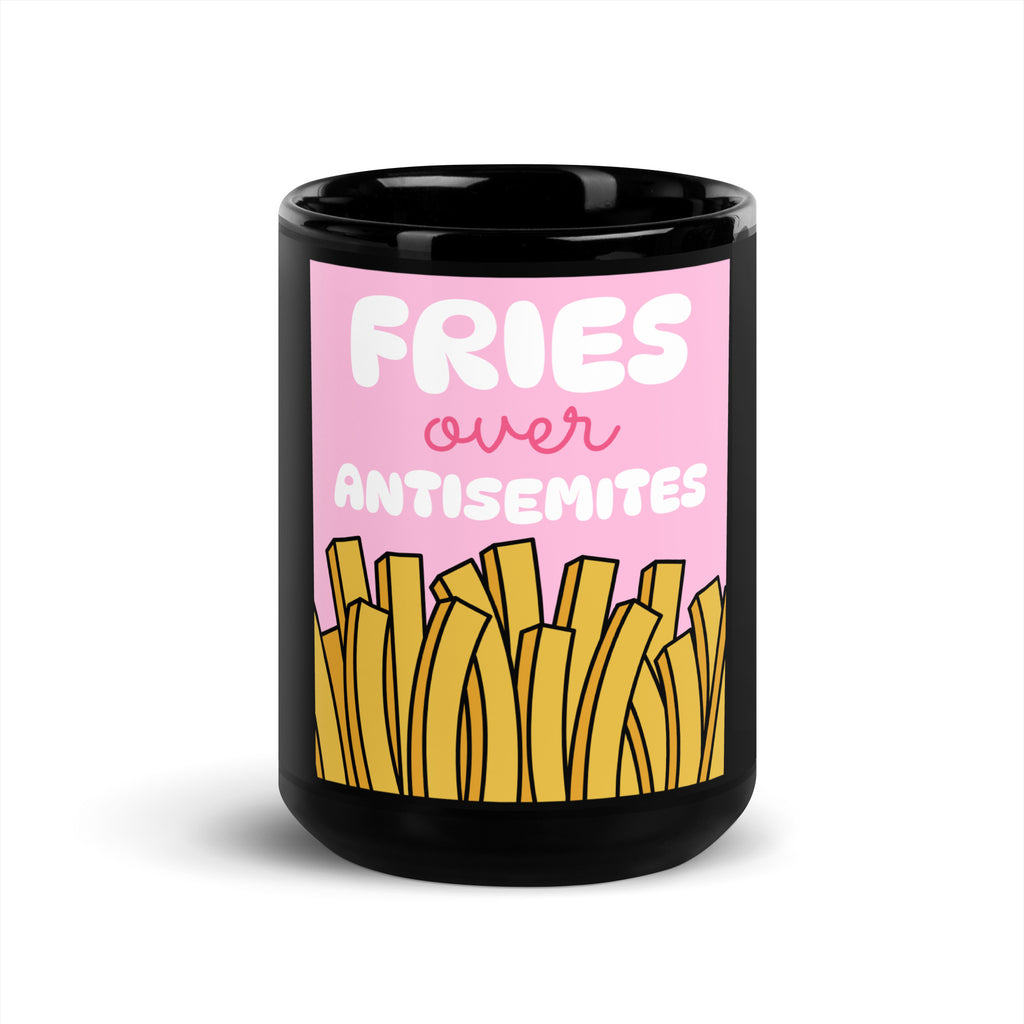Fries Over Antisemites | Black Glossy Mug