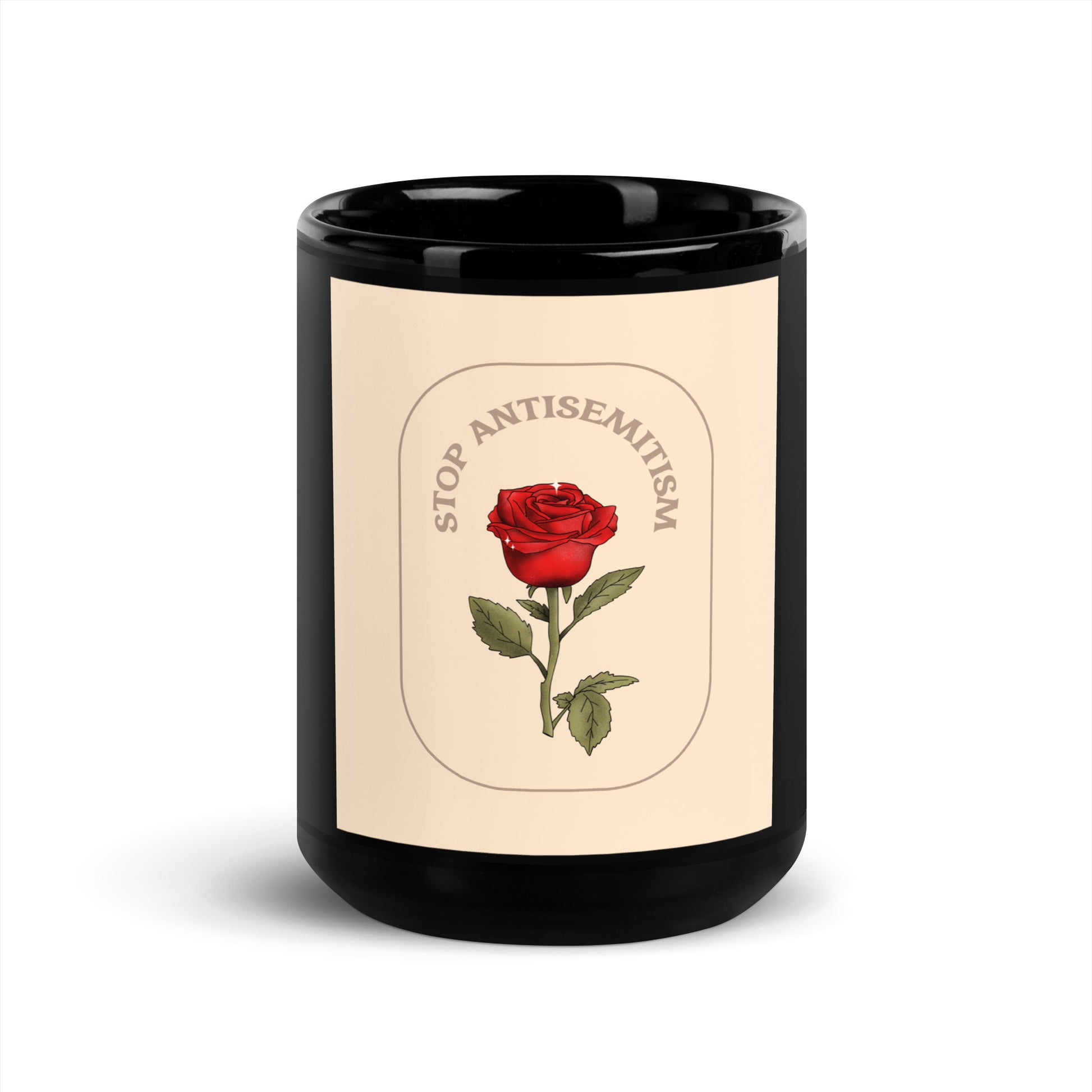 Stop Antisemitism | Plants & Flowers Edition | Black Glossy Mug