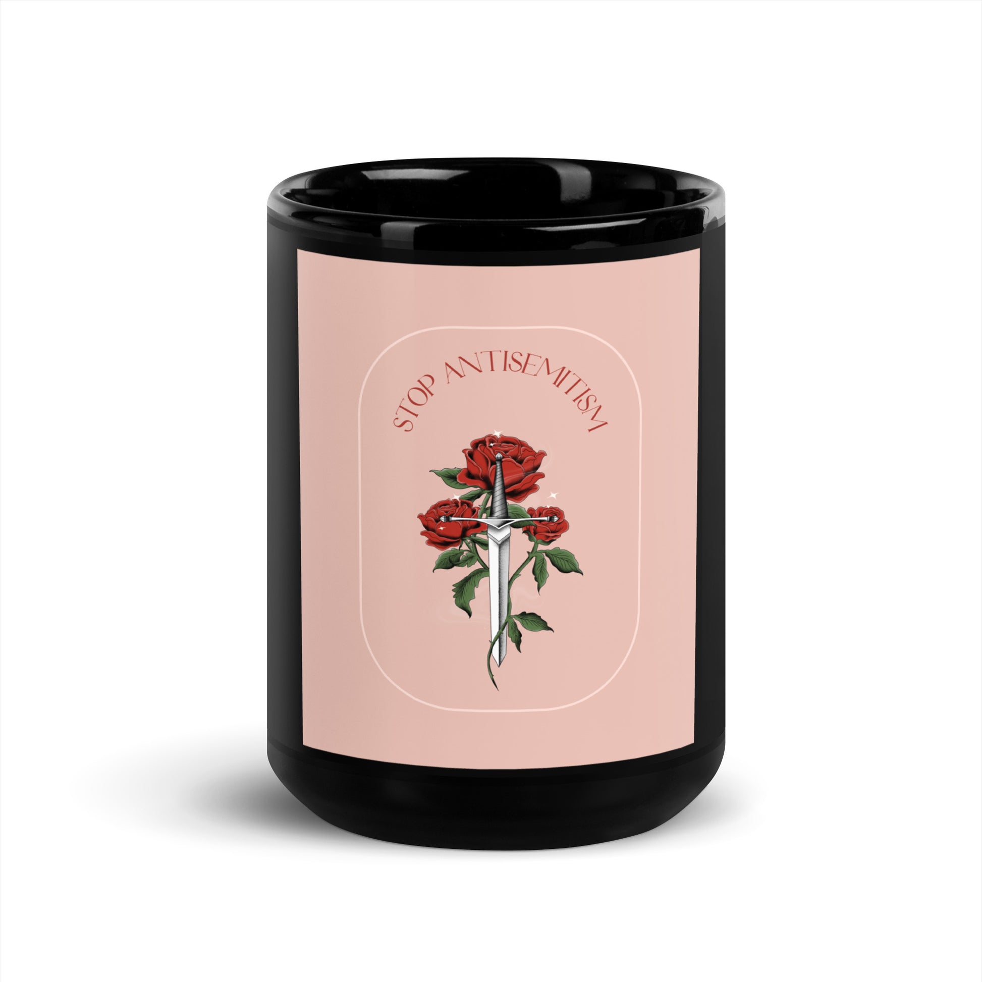 Stop Antisemitism | Plants & Flowers Edition | Black Glossy Mug