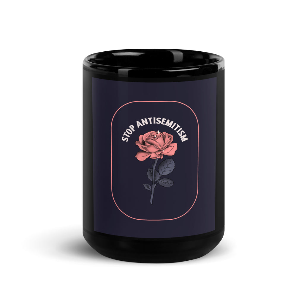 Stop Antisemitism | Plants & Flowers Edition | Black Glossy Mug