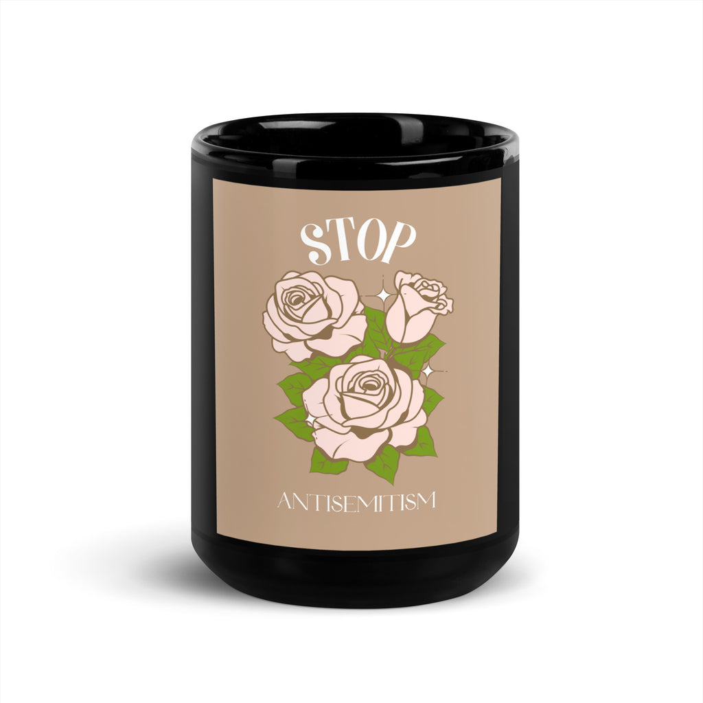 Stop Antisemitism | Plants & Flowers Edition | Black Glossy Mug
