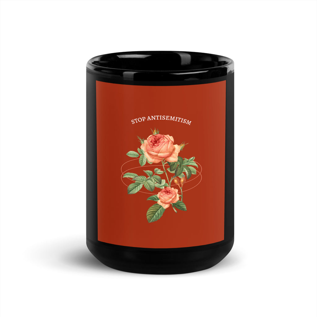 Stop Antisemitism | Plants & Flowers Edition | Black Glossy Mug