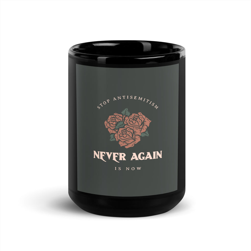 Stop Antisemitism | Plants & Flowers Edition | Black Glossy Mug
