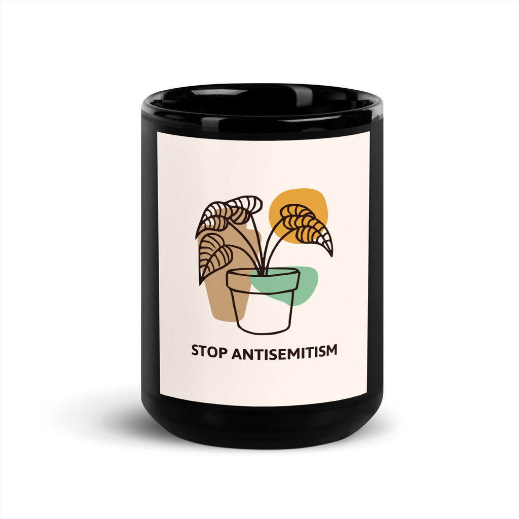 Stop Antisemitism | Plants & Flowers Edition | Black Glossy Mug