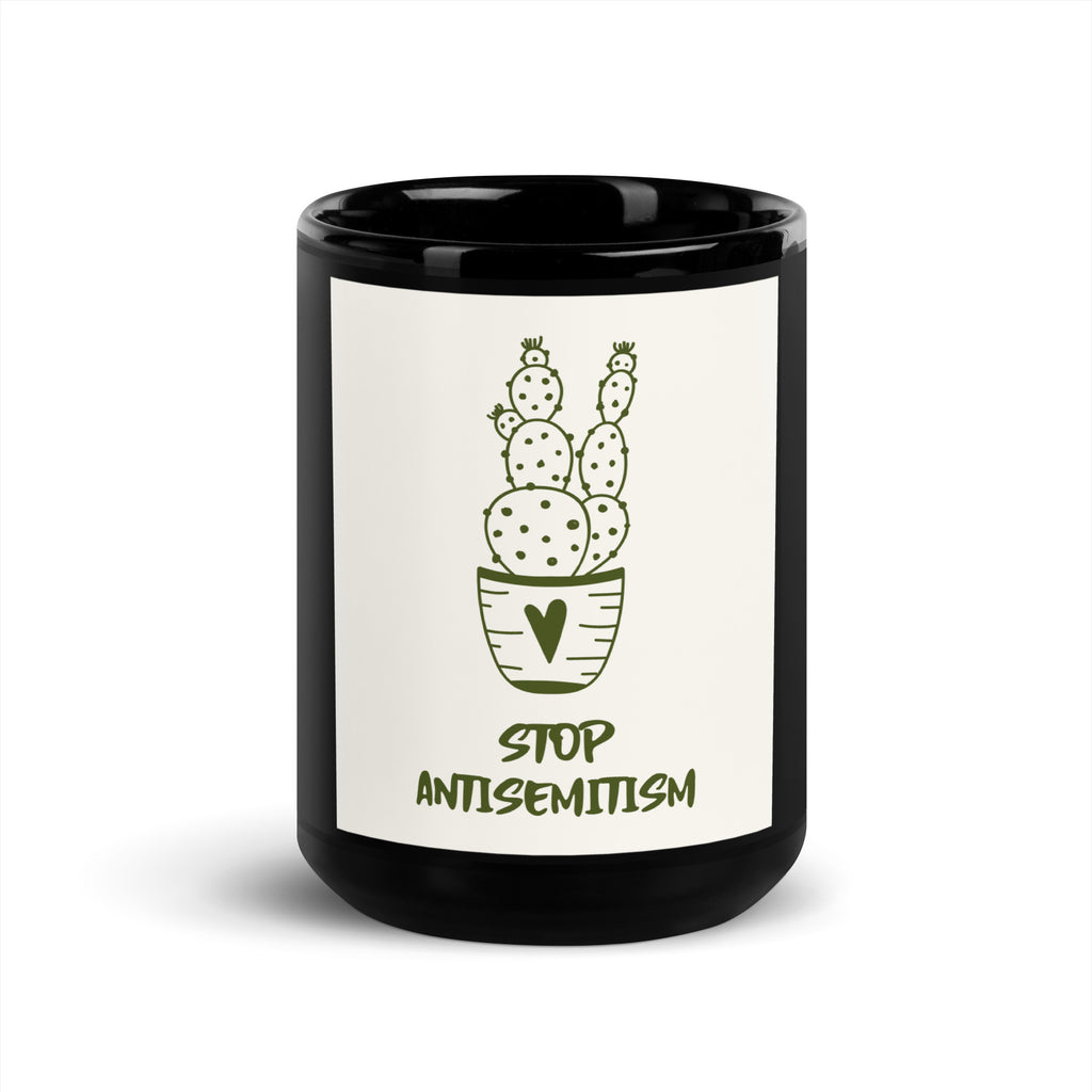 Stop Antisemitism | Plants & Flowers Edition | Black Glossy Mug