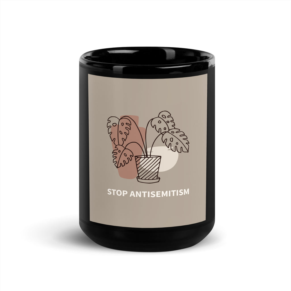 Stop Antisemitism | Plants & Flowers Edition | Black Glossy Mug