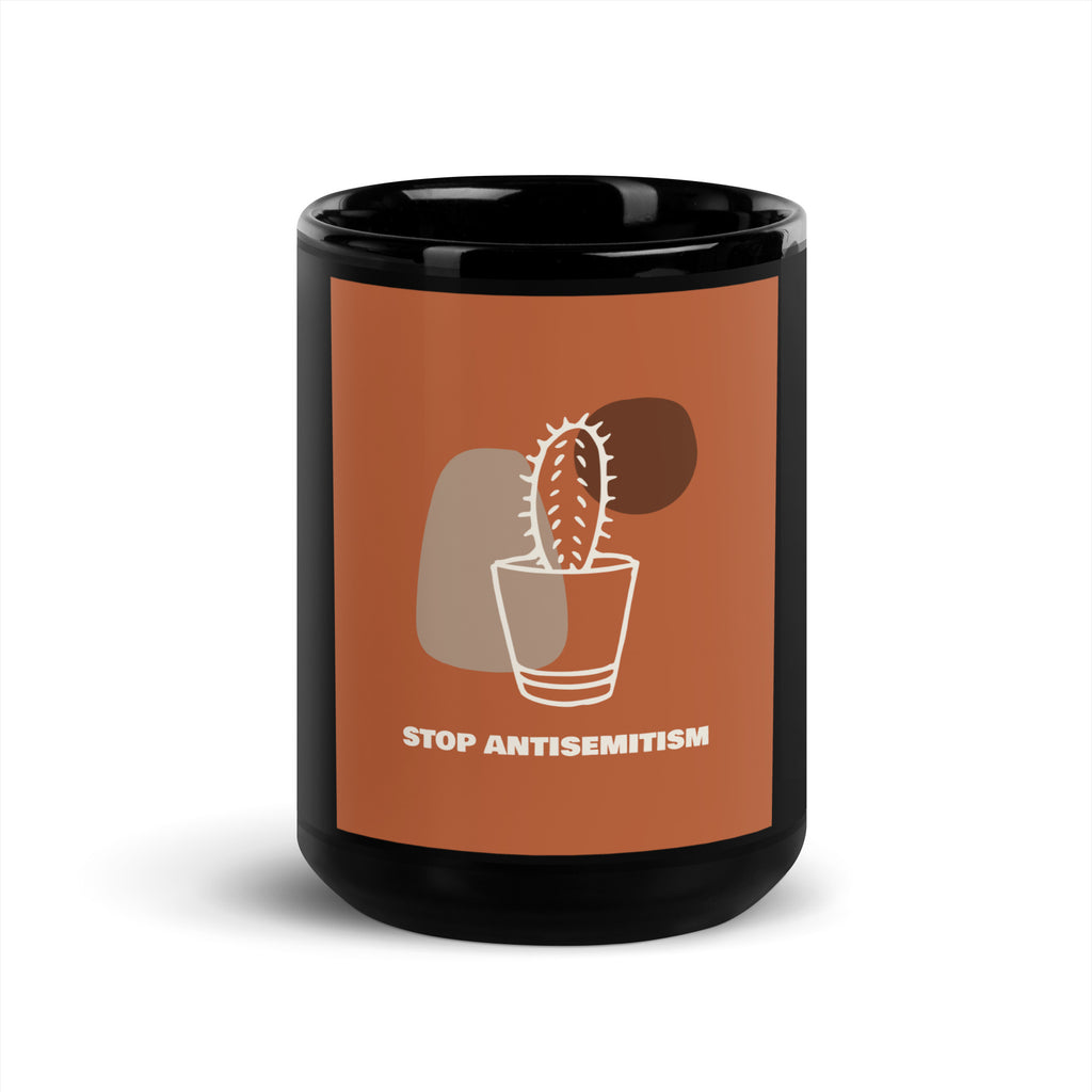 Stop Antisemitism | Plants & Flowers Edition | Black Glossy Mug