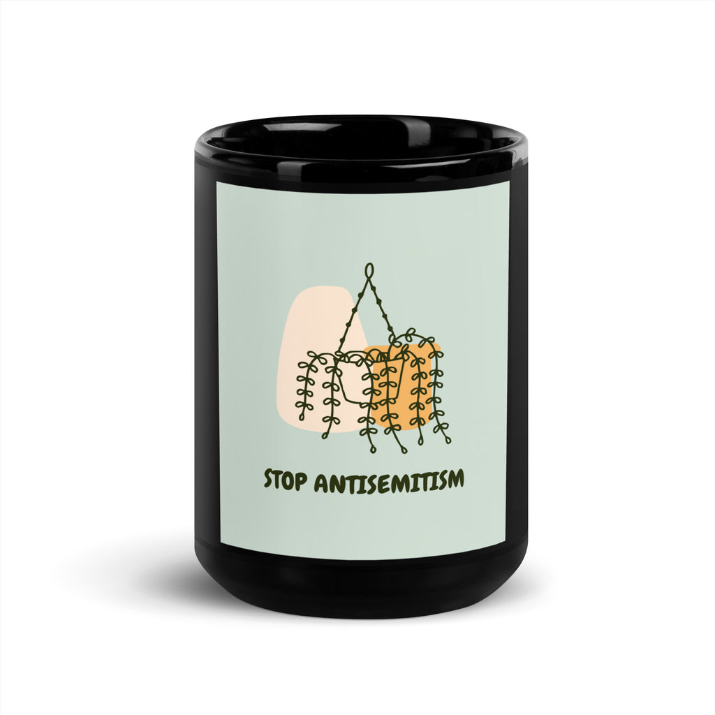 Stop Antisemitism | Plants & Flowers Edition | Black Glossy Mug