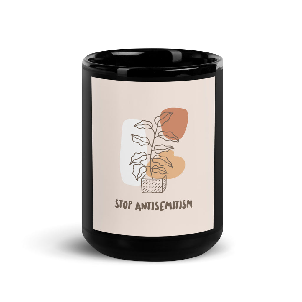 Stop Antisemitism | Plants & Flowers Edition | Black Glossy Mug