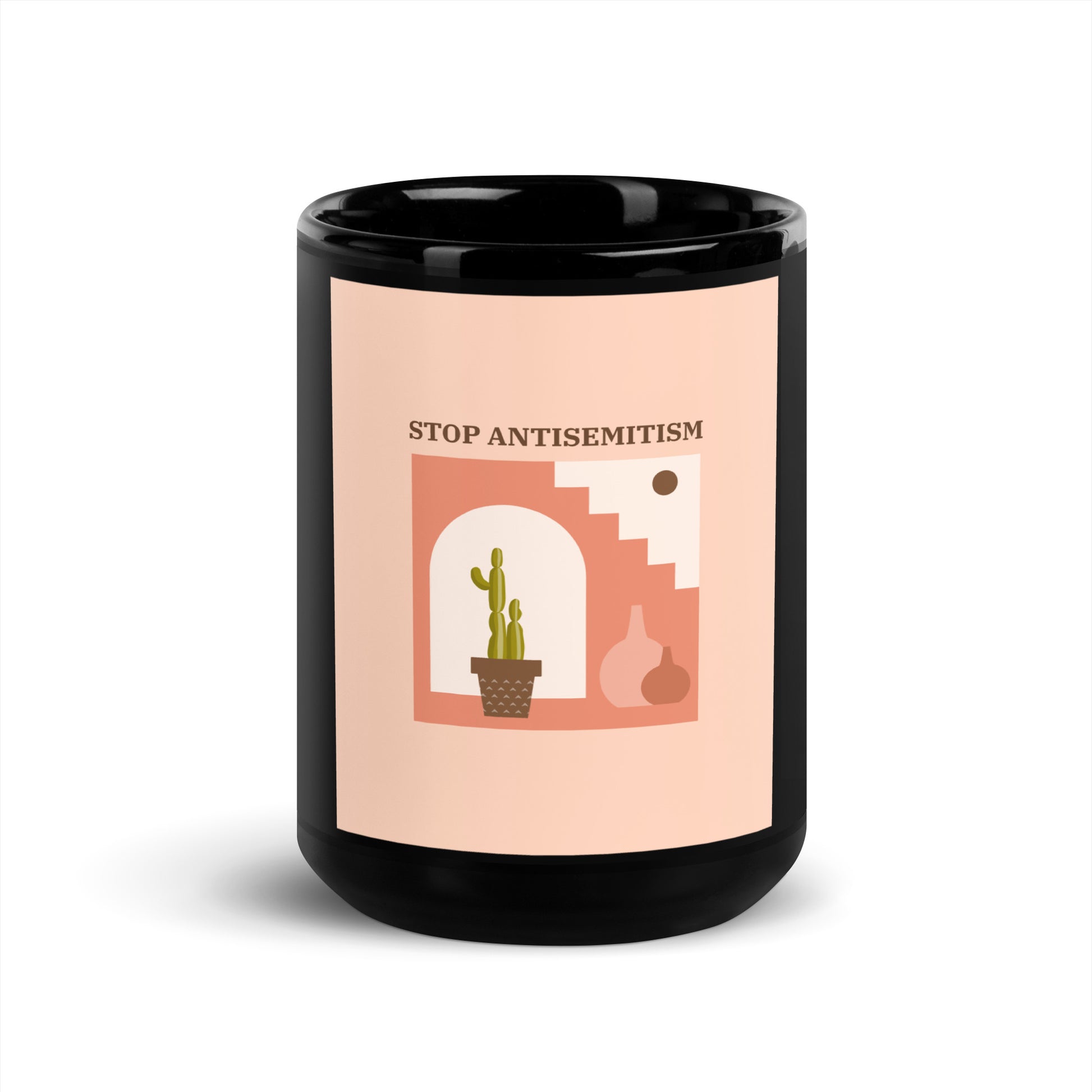 Stop Antisemitism | Plants & Flowers Edition | Black Glossy Mug