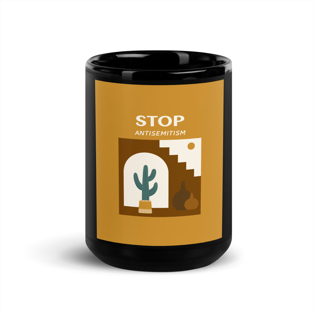 Stop Antisemitism | Plants & Flowers Edition | Black Glossy Mug