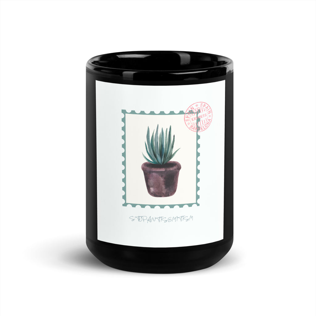 Stop Antisemitism | Plants & Flowers Edition | Black Glossy Mug