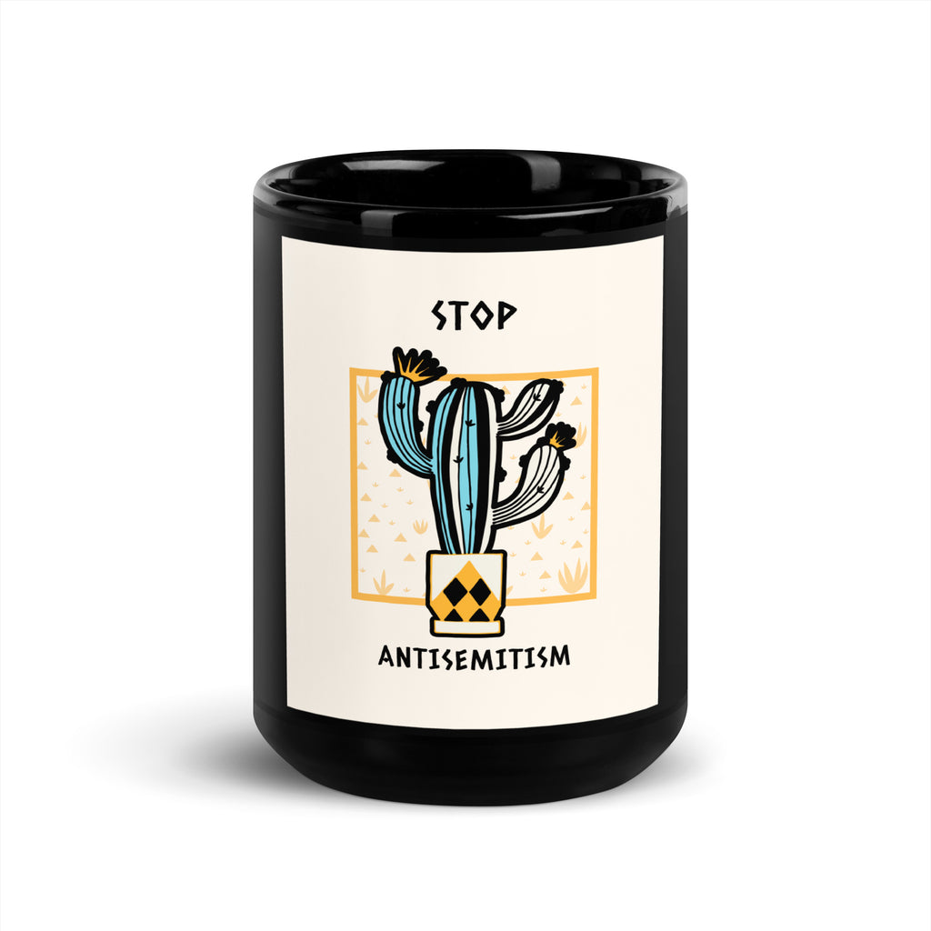Stop Antisemitism | Plants & Flowers Edition | Black Glossy Mug