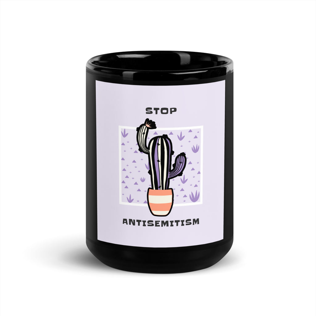 Stop Antisemitism | Plants & Flowers Edition | Black Glossy Mug
