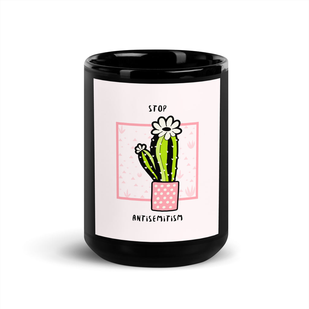 Stop Antisemitism | Plants & Flowers Edition | Black Glossy Mug