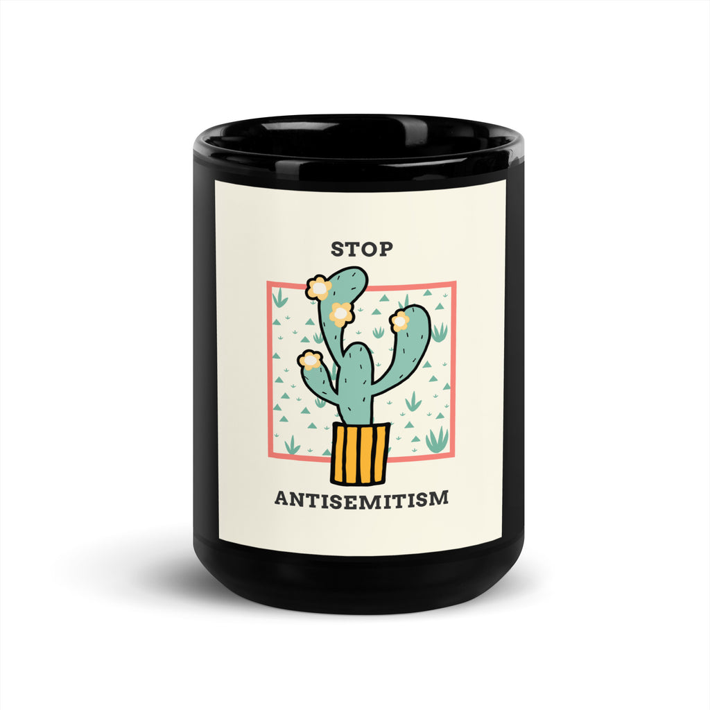 Stop Antisemitism | Plants & Flowers Edition | Black Glossy Mug