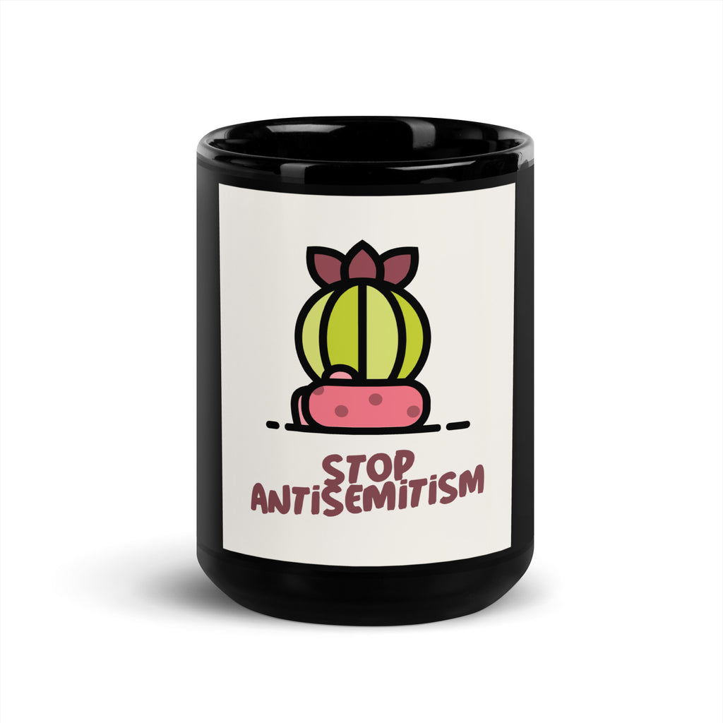 Stop Antisemitism | Plants & Flowers Edition | Black Glossy Mug