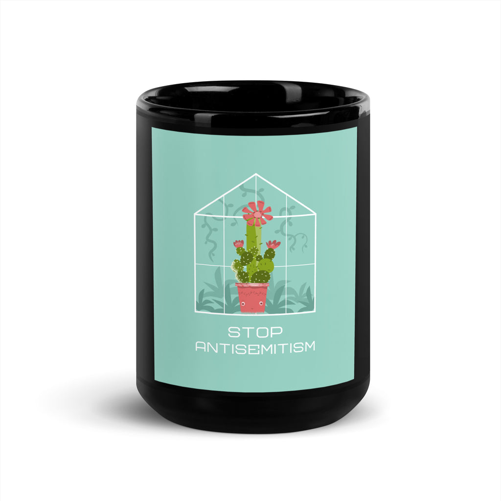 Stop Antisemitism | Plants & Flowers Edition | Black Glossy Mug