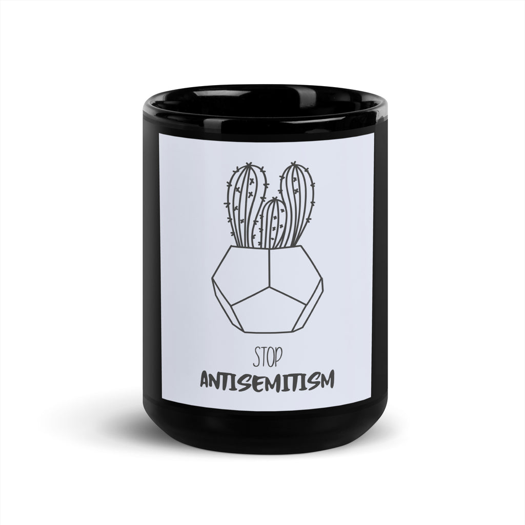 Stop Antisemitism | Plants & Flowers Edition | Black Glossy Mug