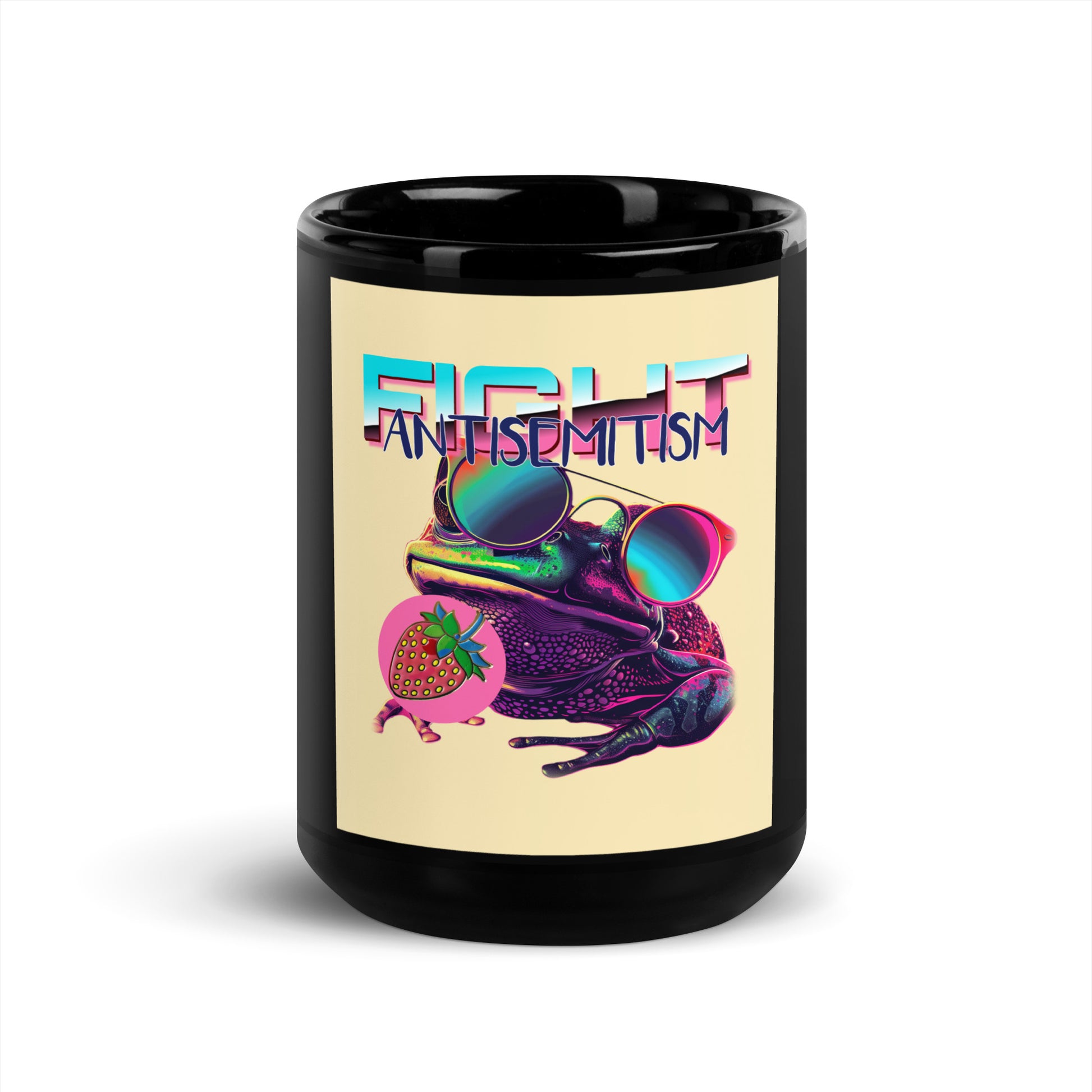 Retro Neon Animal | Fight Antisemitism | Black Glossy Mug