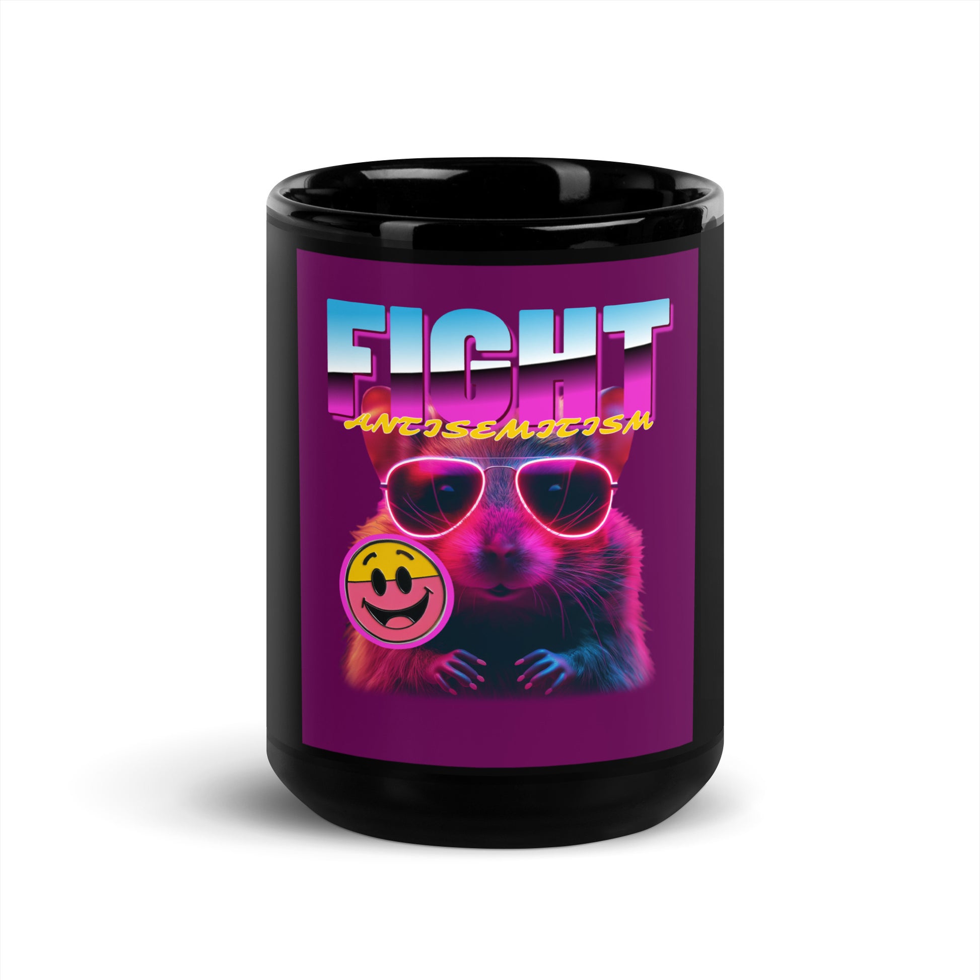 Retro Neon Animal | Fight Antisemitism | Black Glossy Mug