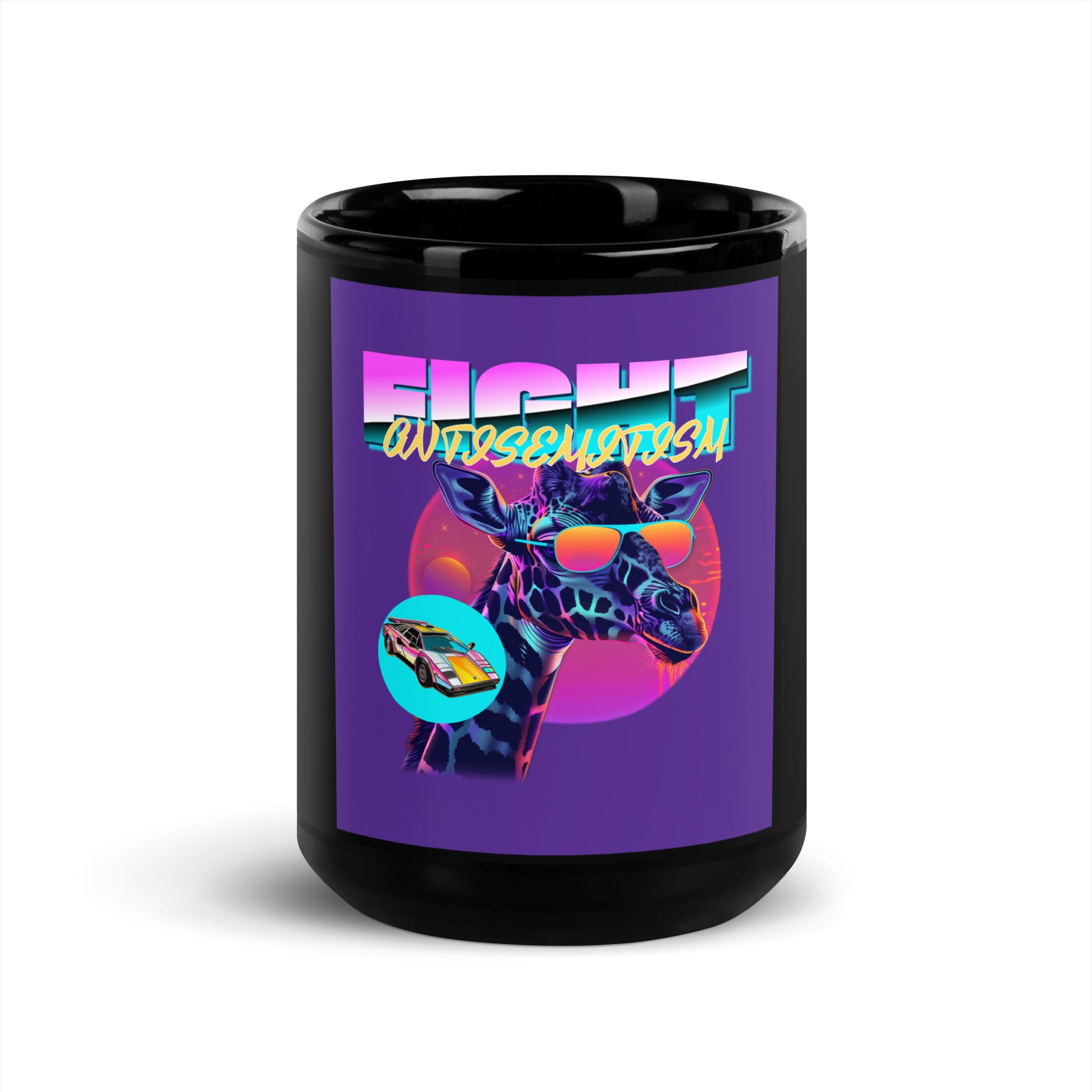 Retro Neon Animal | Fight Antisemitism | Black Glossy Mug