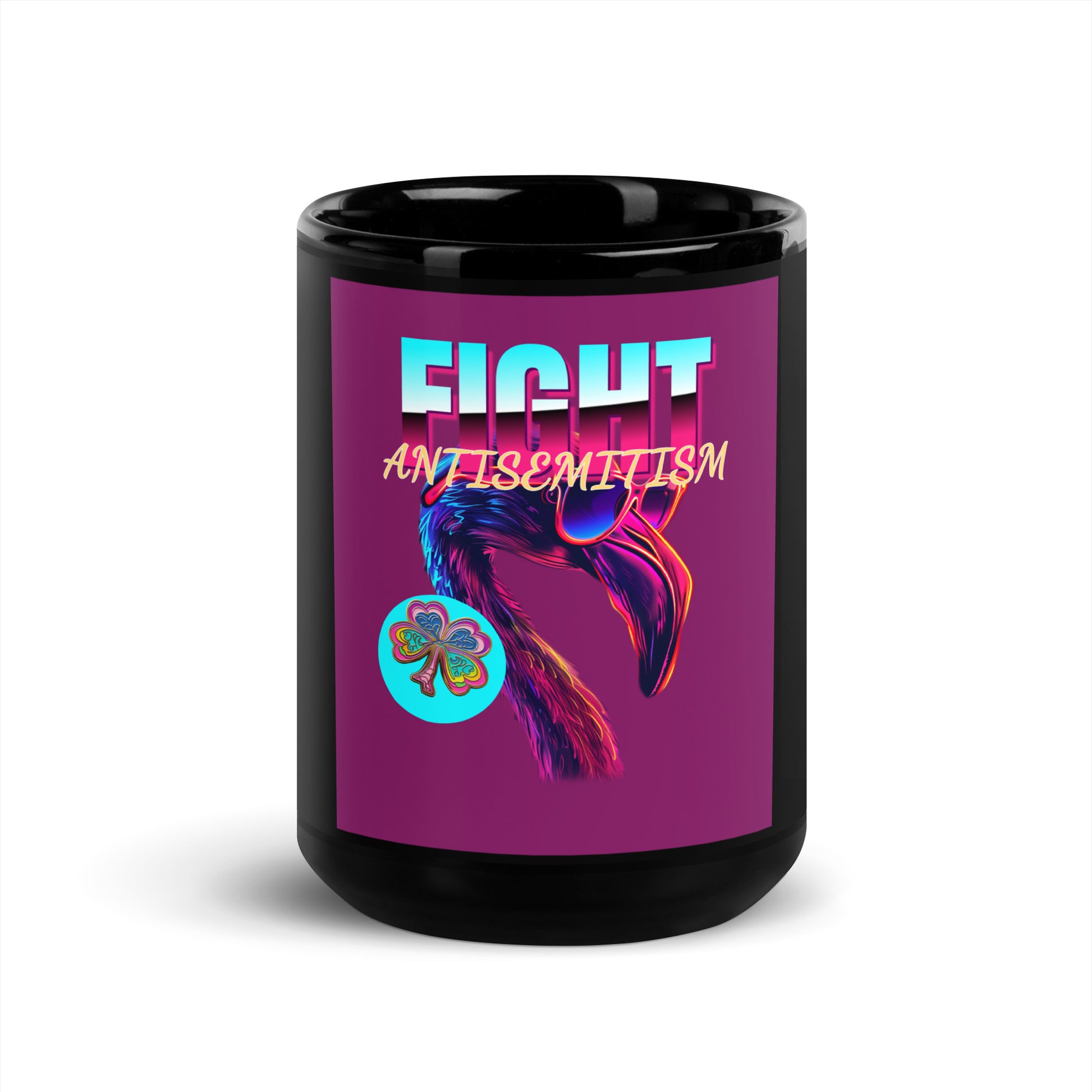 Retro Neon Animal | Fight Antisemitism | Black Glossy Mug