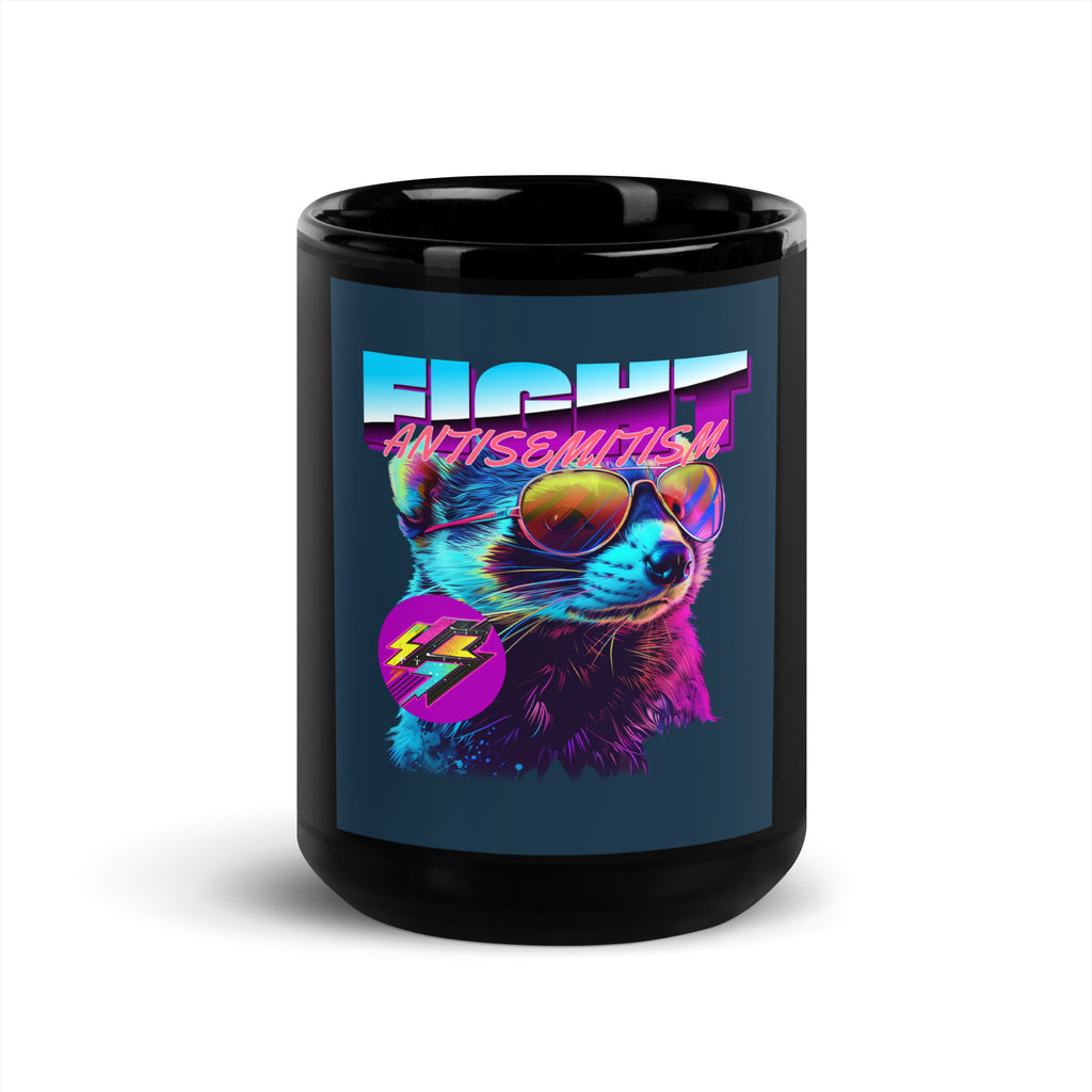 Retro Neon Animal | Fight Antisemitism | Black Glossy Mug