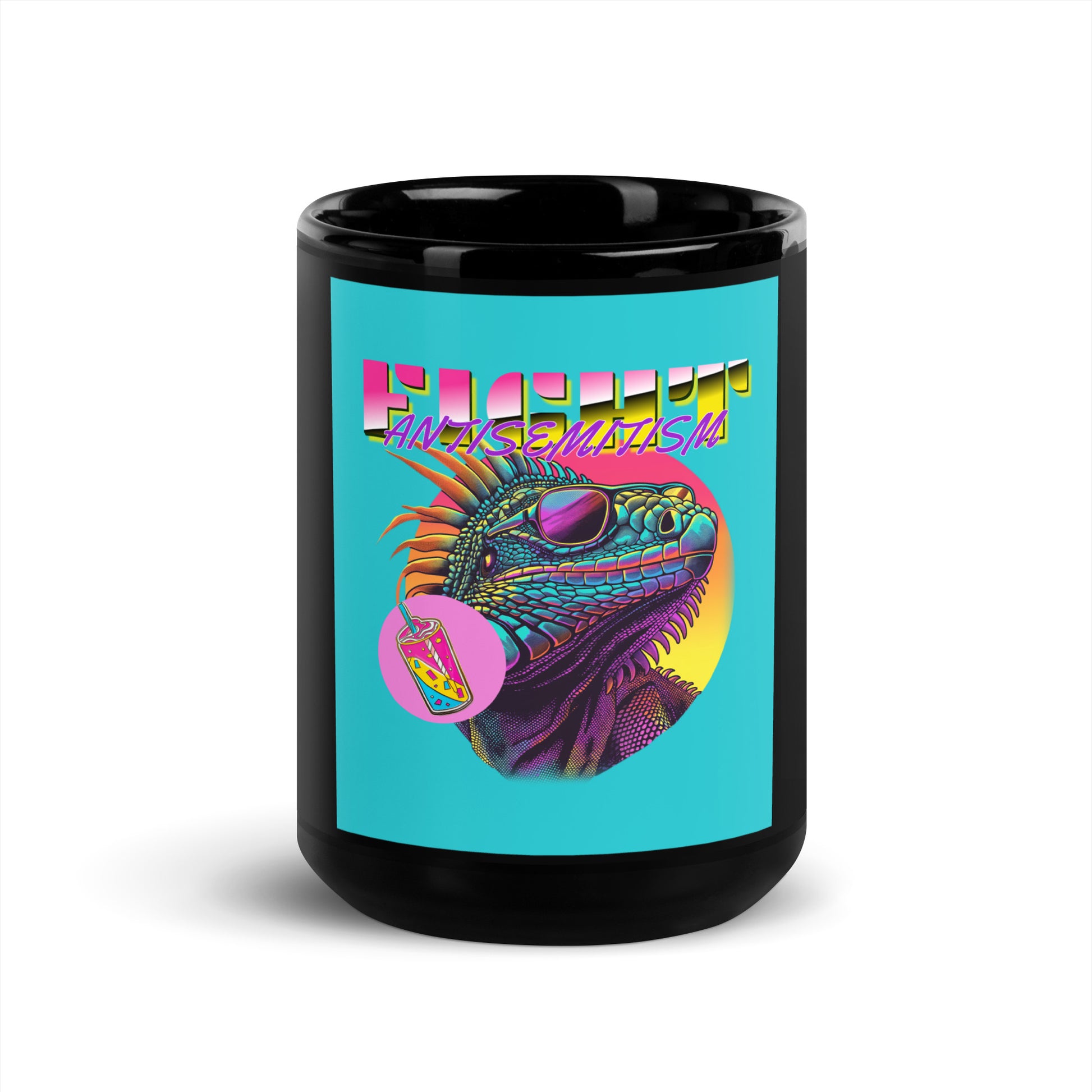 Retro Neon Animal | Fight Antisemitism | Black Glossy Mug