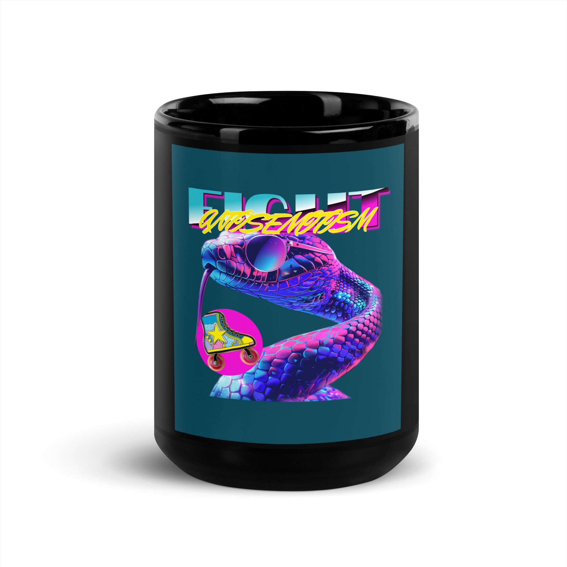 Retro Neon Animal | Fight Antisemitism | Black Glossy Mug