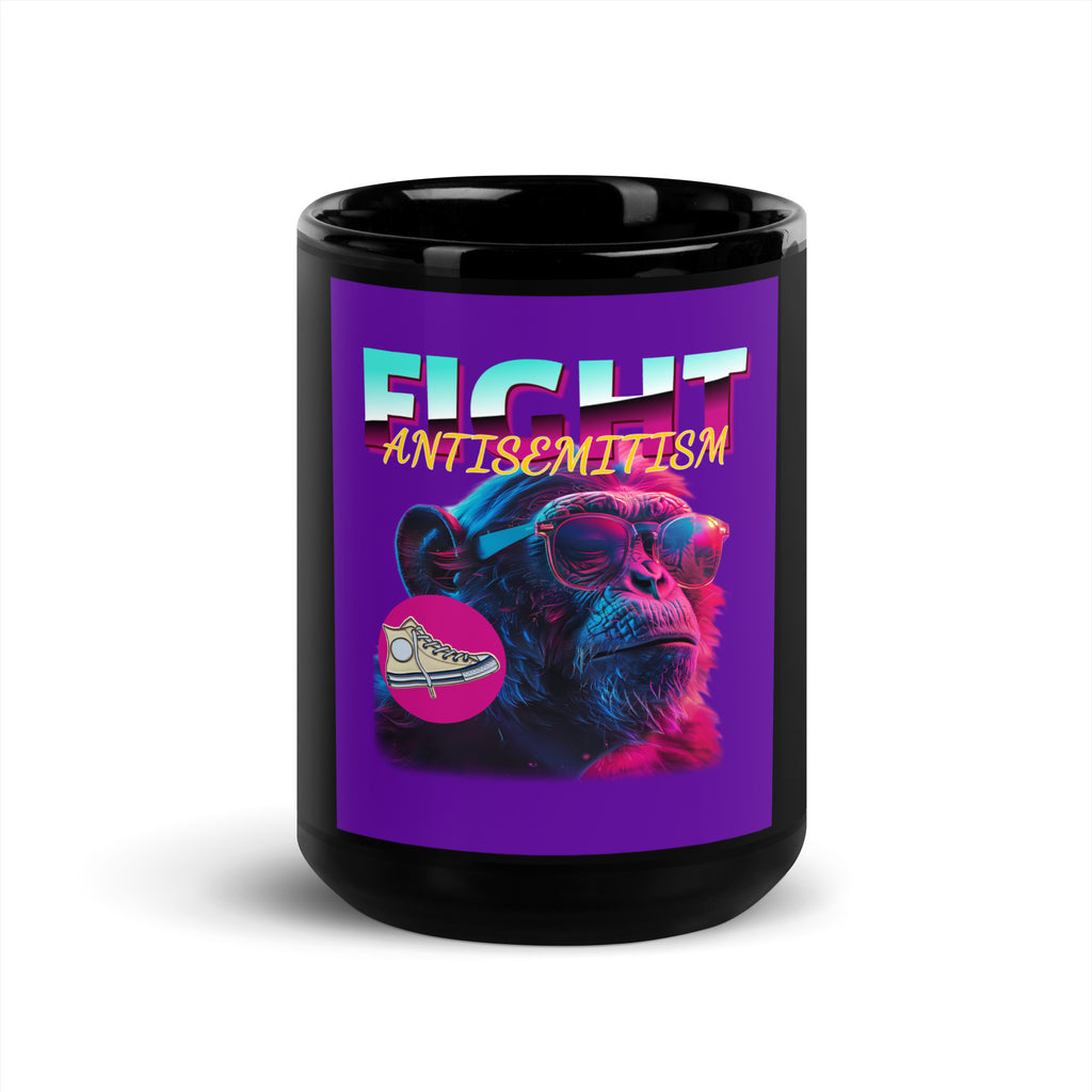 Retro Neon Animal | Fight Antisemitism | Black Glossy Mug