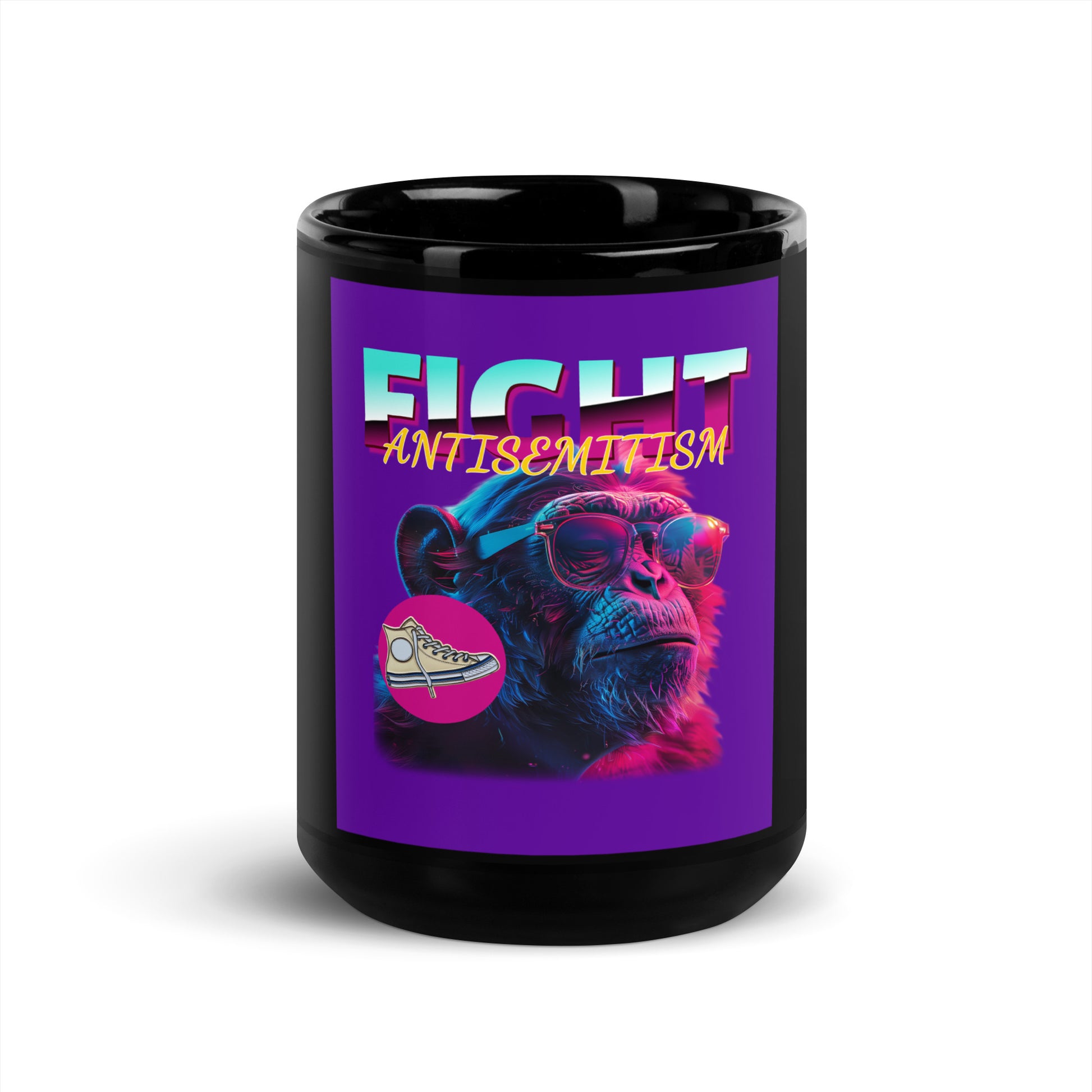 Retro Neon Animal | Fight Antisemitism | Black Glossy Mug