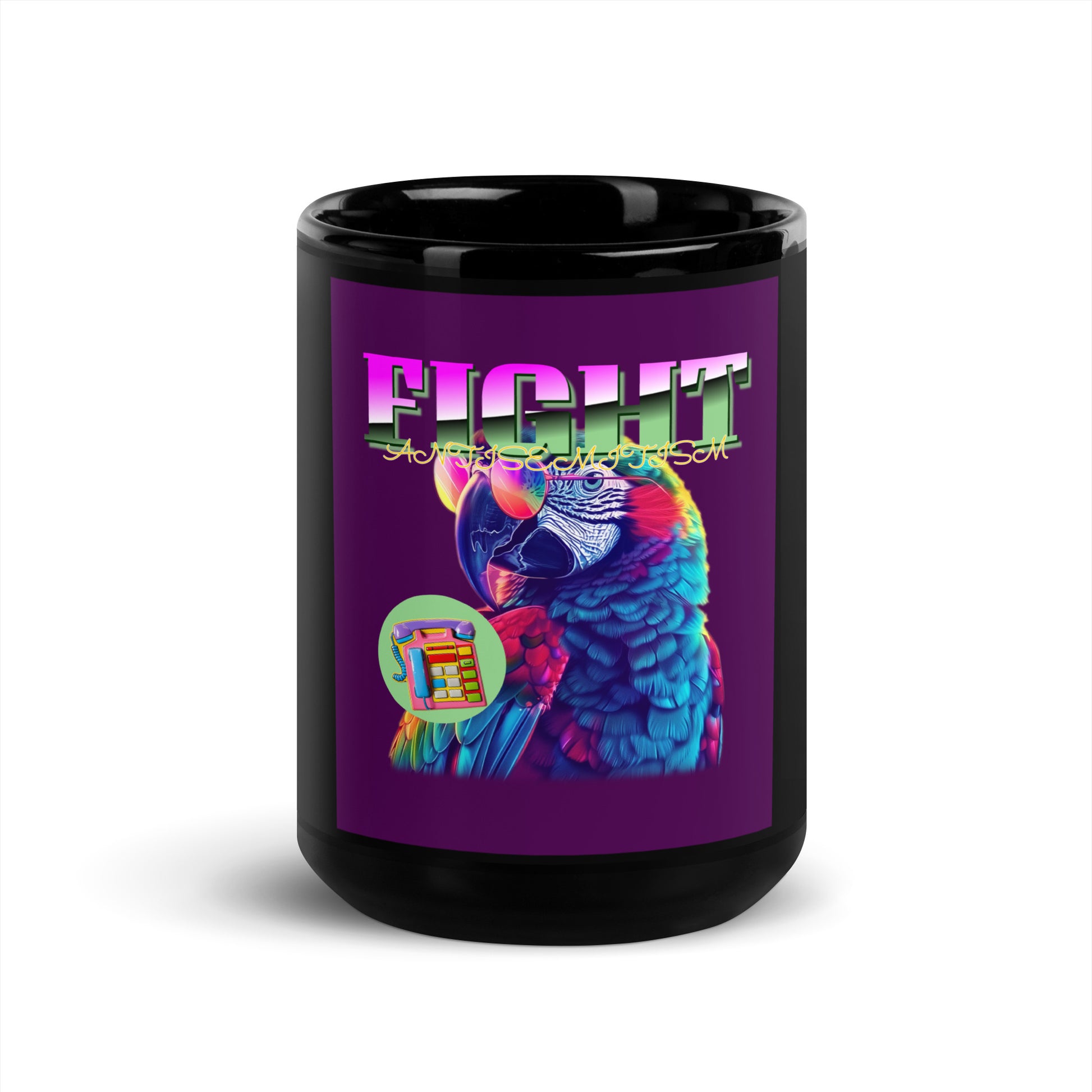 Retro Neon Animal | Fight Antisemitism | Black Glossy Mug