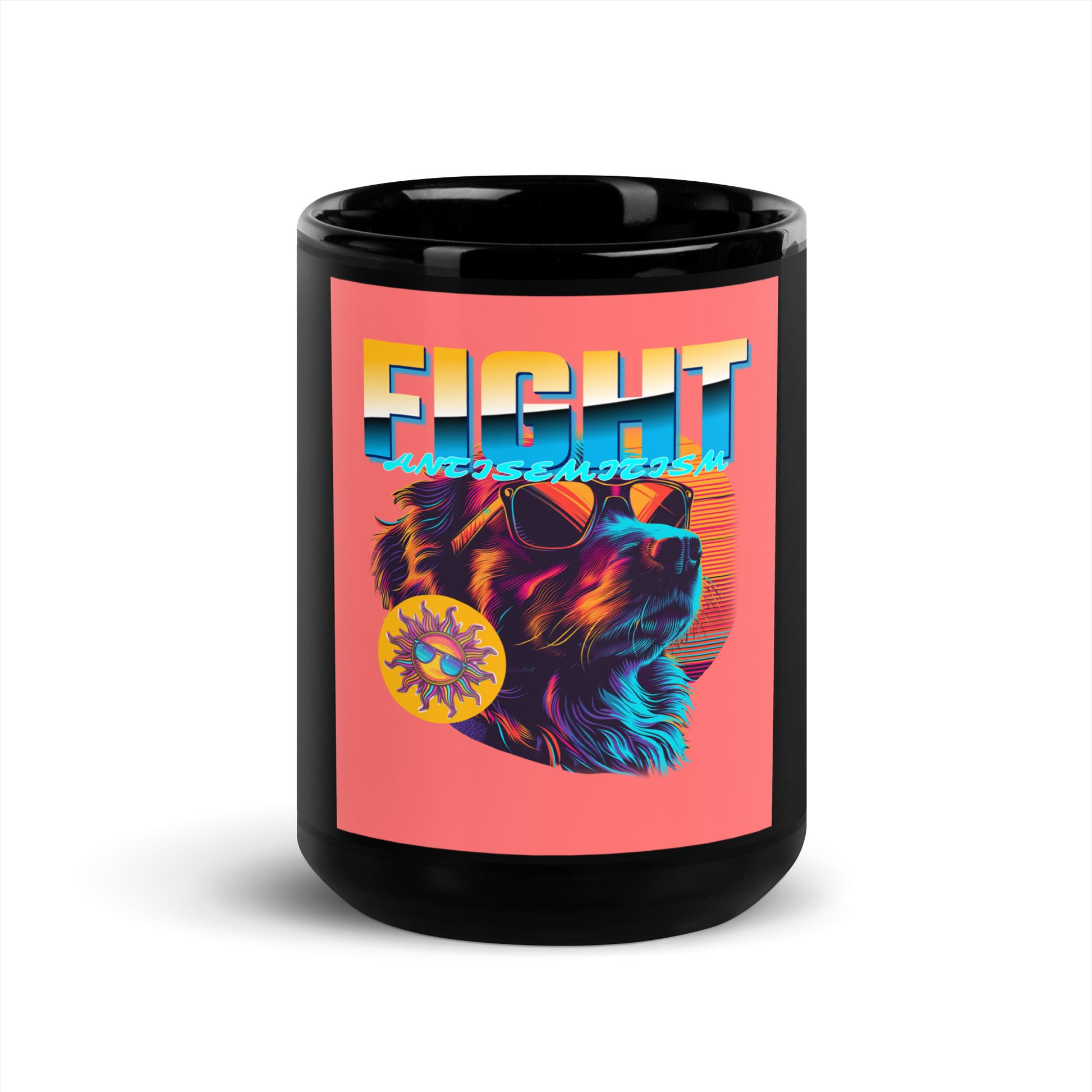 Retro Neon Animal | Fight Antisemitism | Black Glossy Mug