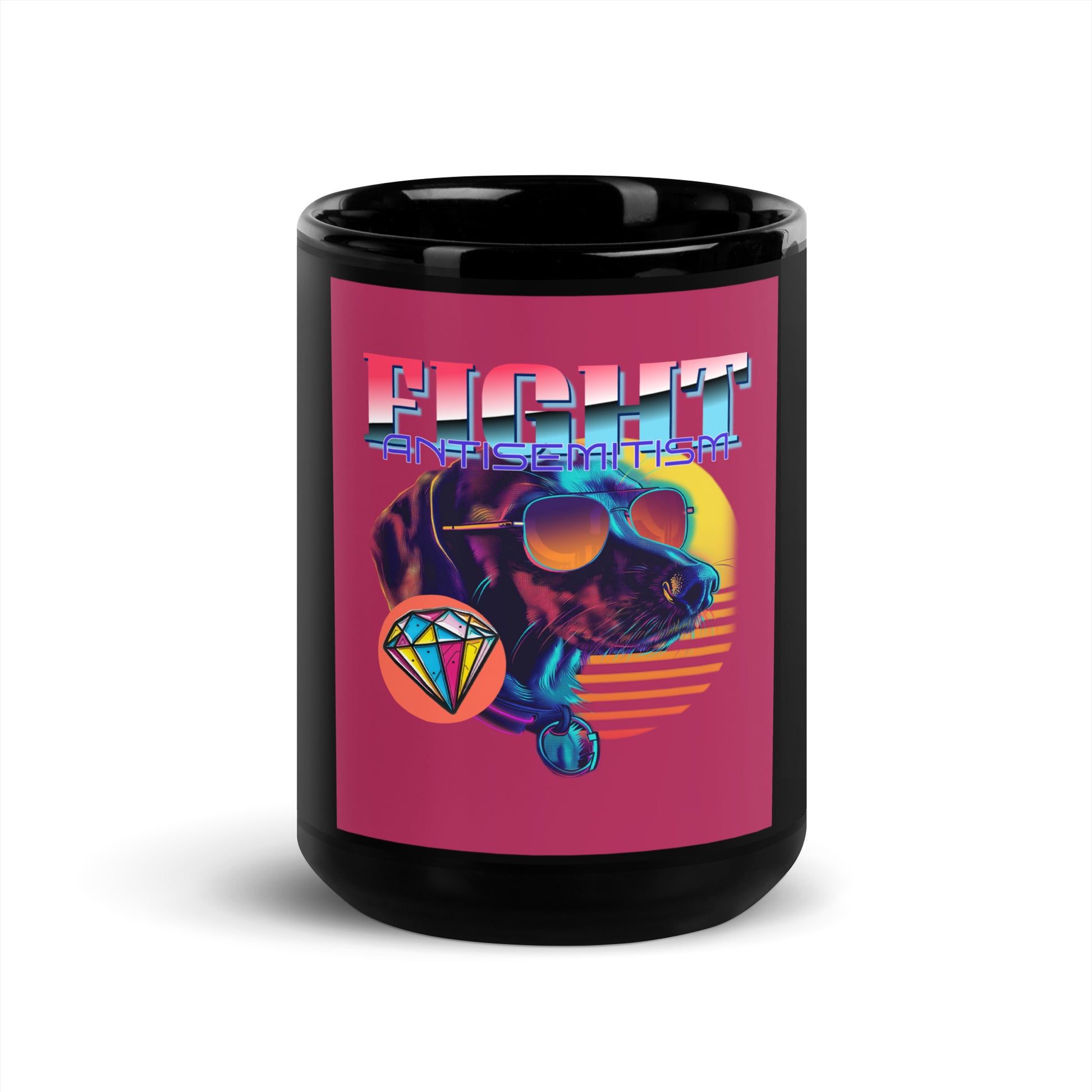 Retro Neon Animal | Fight Antisemitism | Black Glossy Mug