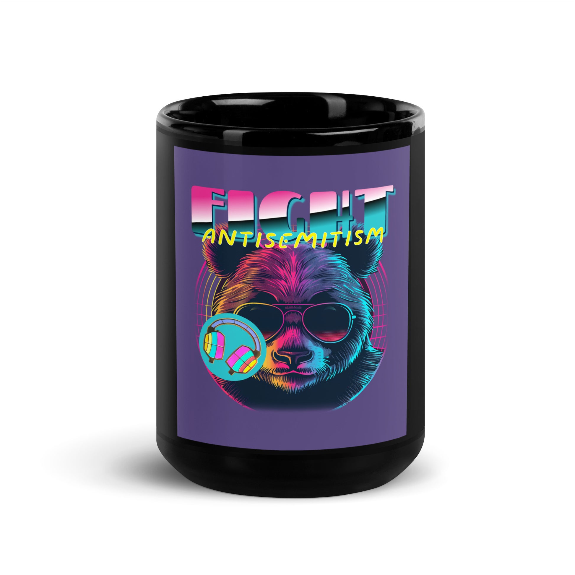Retro Neon Animal | Fight Antisemitism | Black Glossy Mug