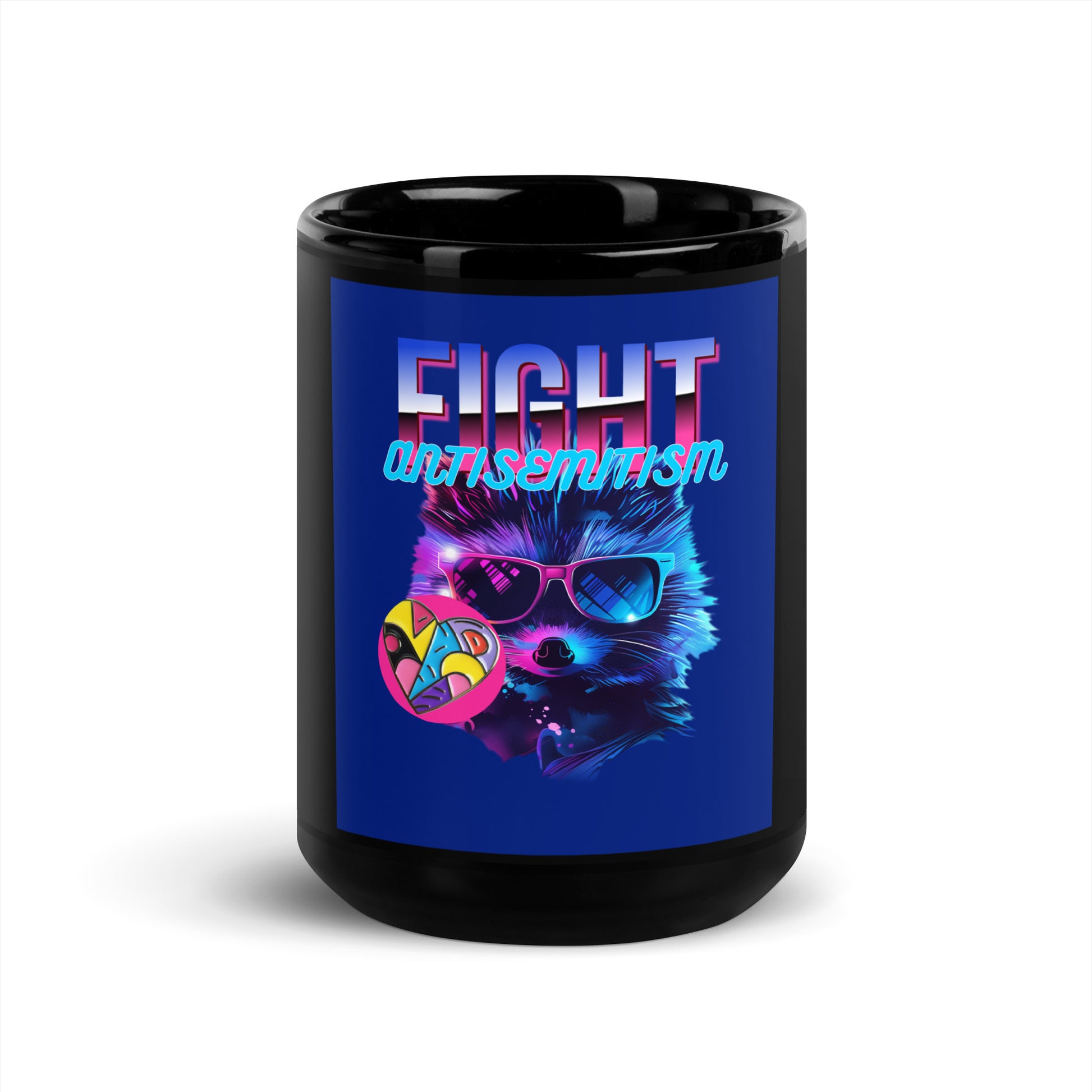 Retro Neon Animal | Fight Antisemitism | Black Glossy Mug