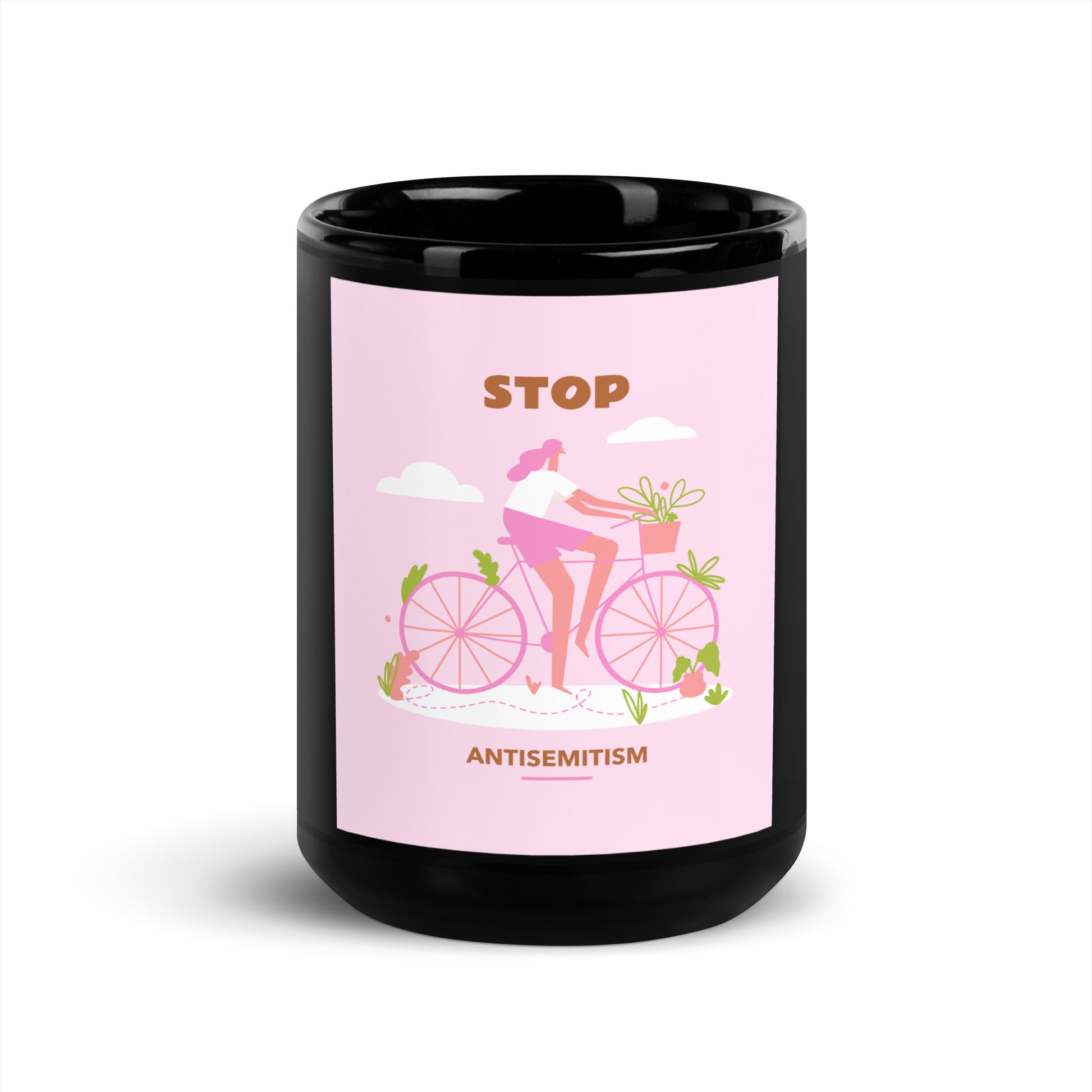 Bike Journey | Stop Antisemitism | Black Glossy Mug