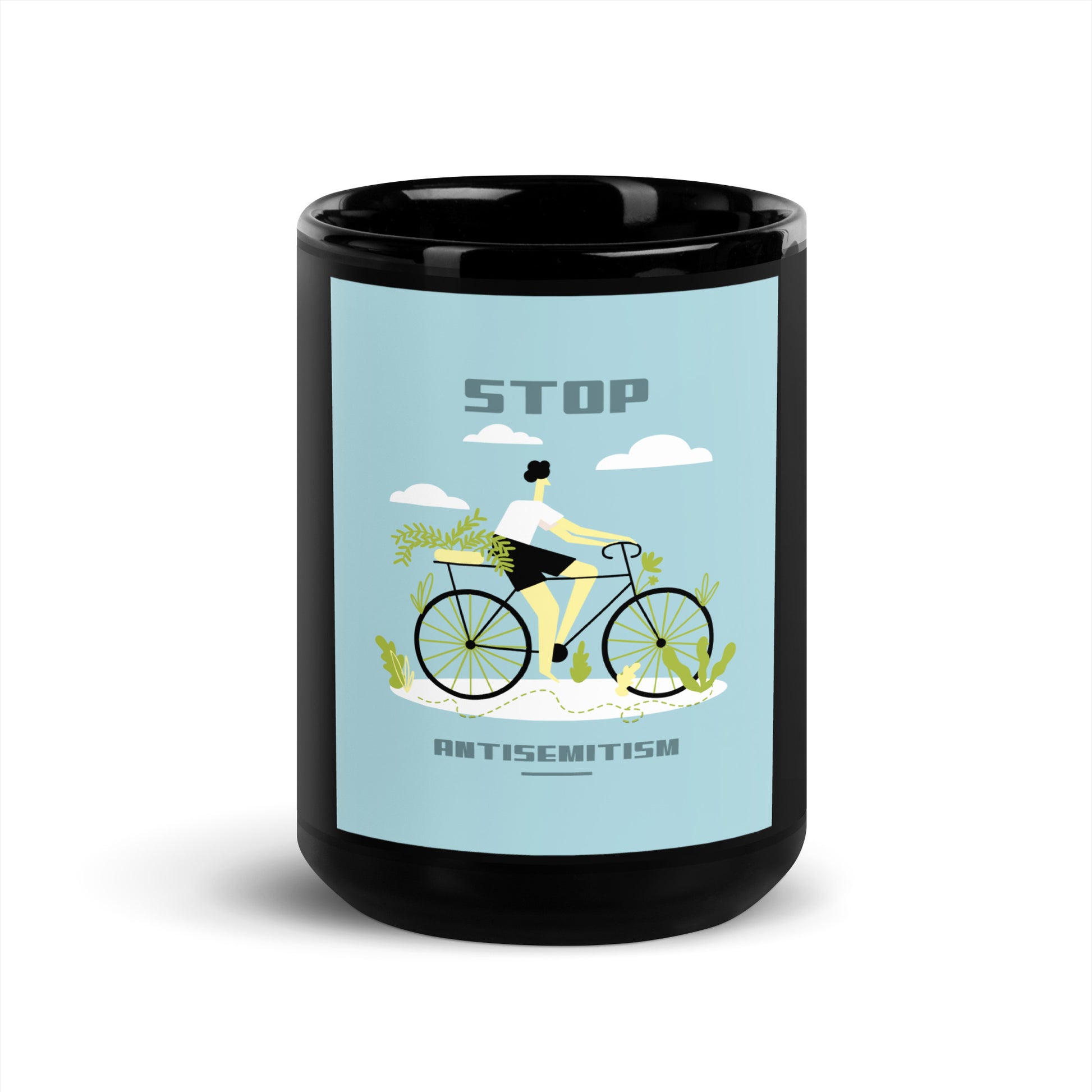 Bike Journey | Stop Antisemitism | Black Glossy Mug